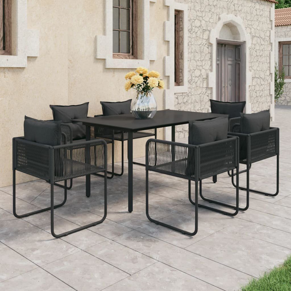vidaXL GartenEssgruppe »7tlg. GartenEssgruppe PVC Rattan Schwarz