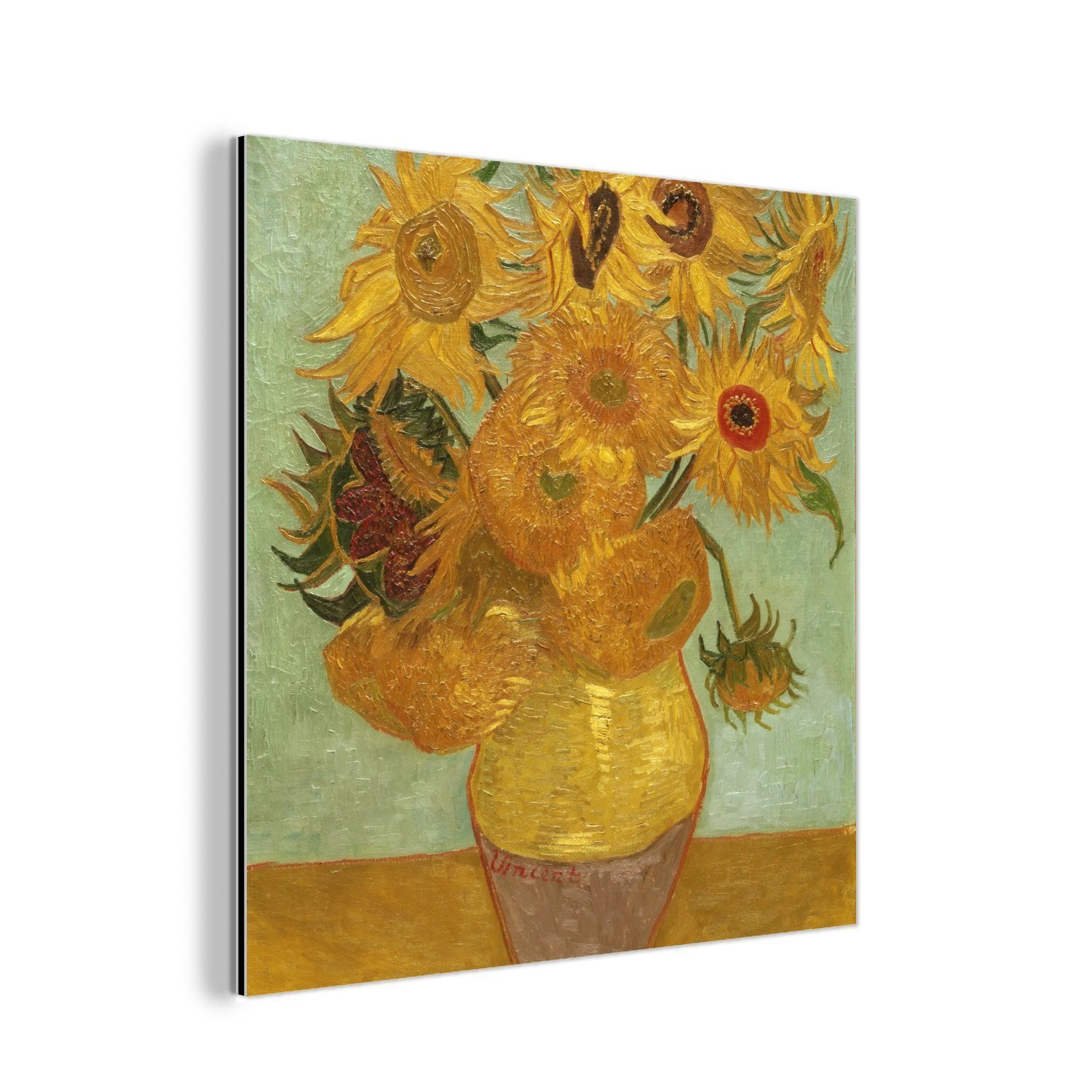 MuchoWow Metallbild Sonnenblumen - Vincent (1 van Metall, Alu-Dibond-Druck, St), deko Gogh, aus Gemälde Aluminium