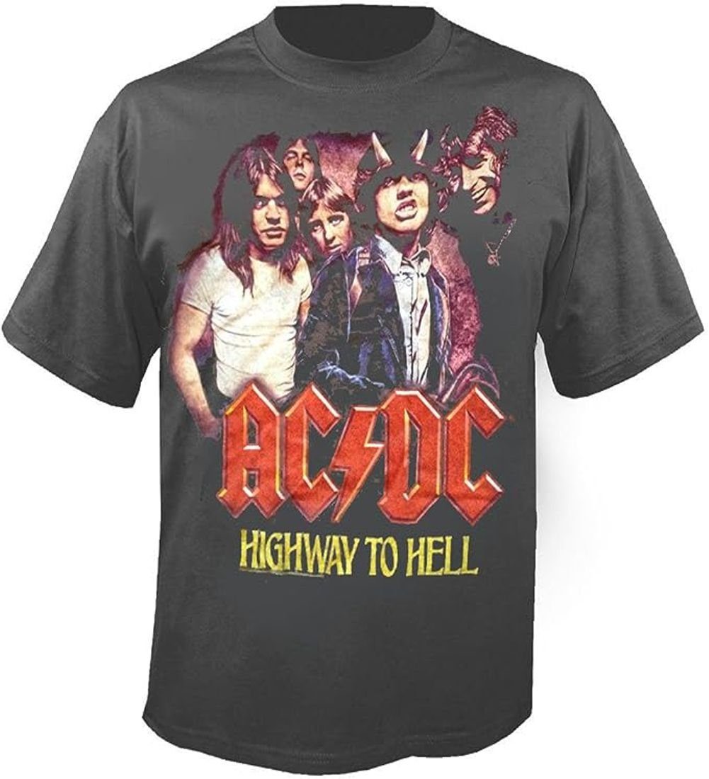 Print-Shirt AC/DC Highway to Hell T-Shirt grey solid S M L XL XXL