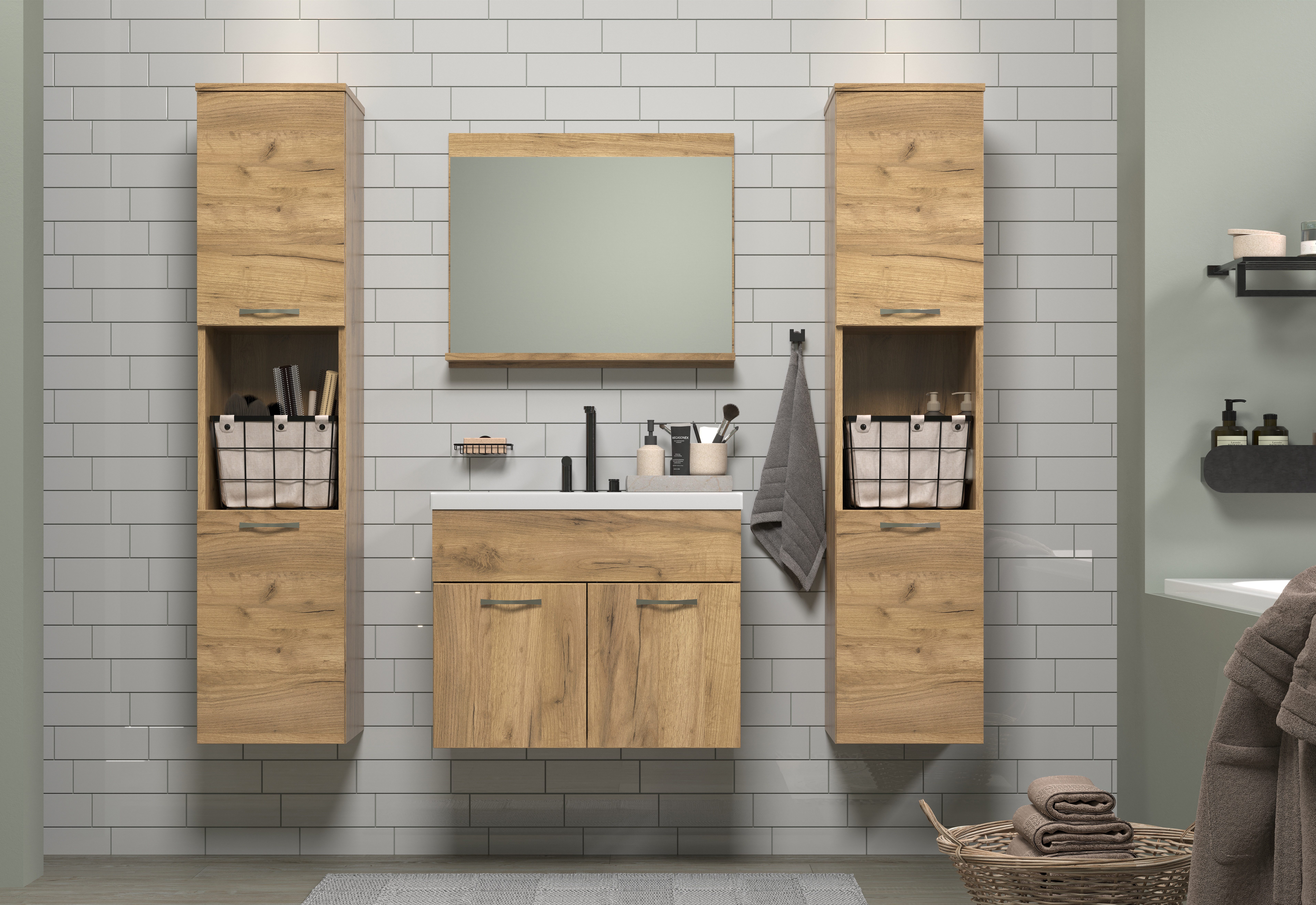 welltime Badezimmer-Set Kuba, (Komplett-Set, 4-St), Hängeschränke, Waschtis günstig online kaufen