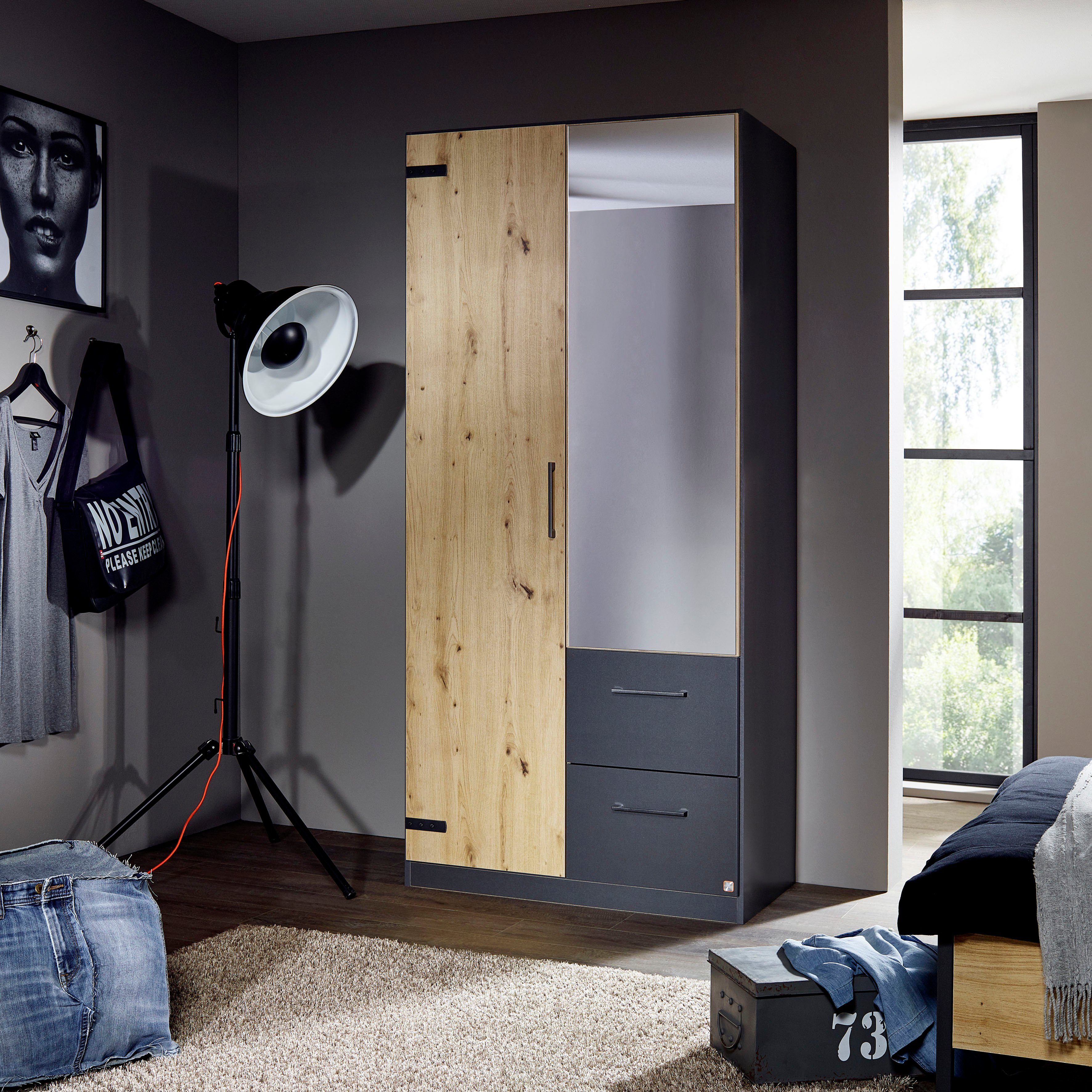 rauch Drehtürenschrank "Holmes", im Industrial Style, mit Schubkästen, mit günstig online kaufen