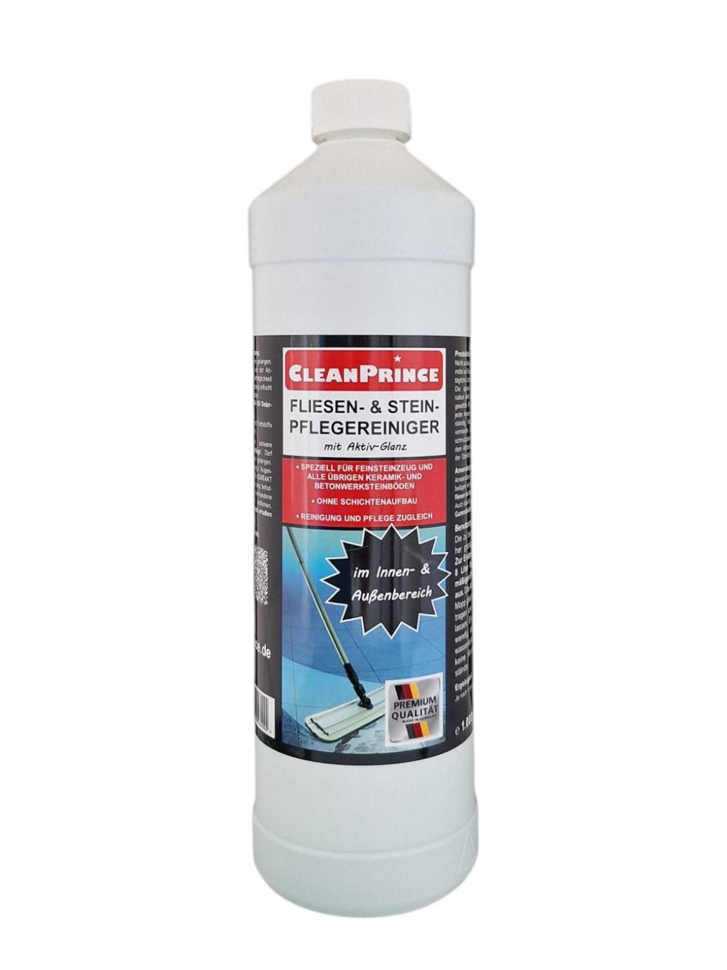 CleanPrince Fliesen- und Stein Pflegereiniger CP100030 Fliesenreiniger Steinbodenreiniger (mit Aktivglanz, für Innen und Außen)