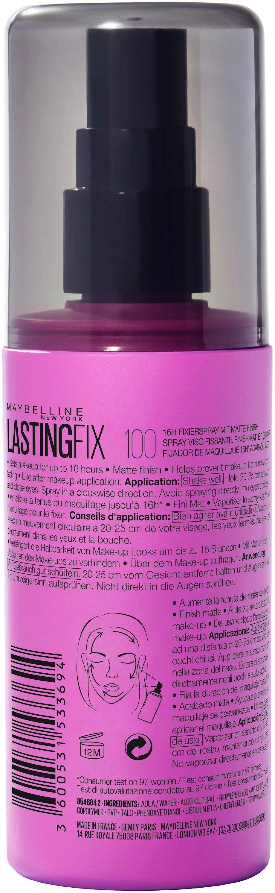 MAYBELLINE NEW YORK Fixierspray FACESTUDIO LASTING FIX MAKEUP SPRAY, fixiere deinen matten Make-up-Look bis zu 16 Stunden.