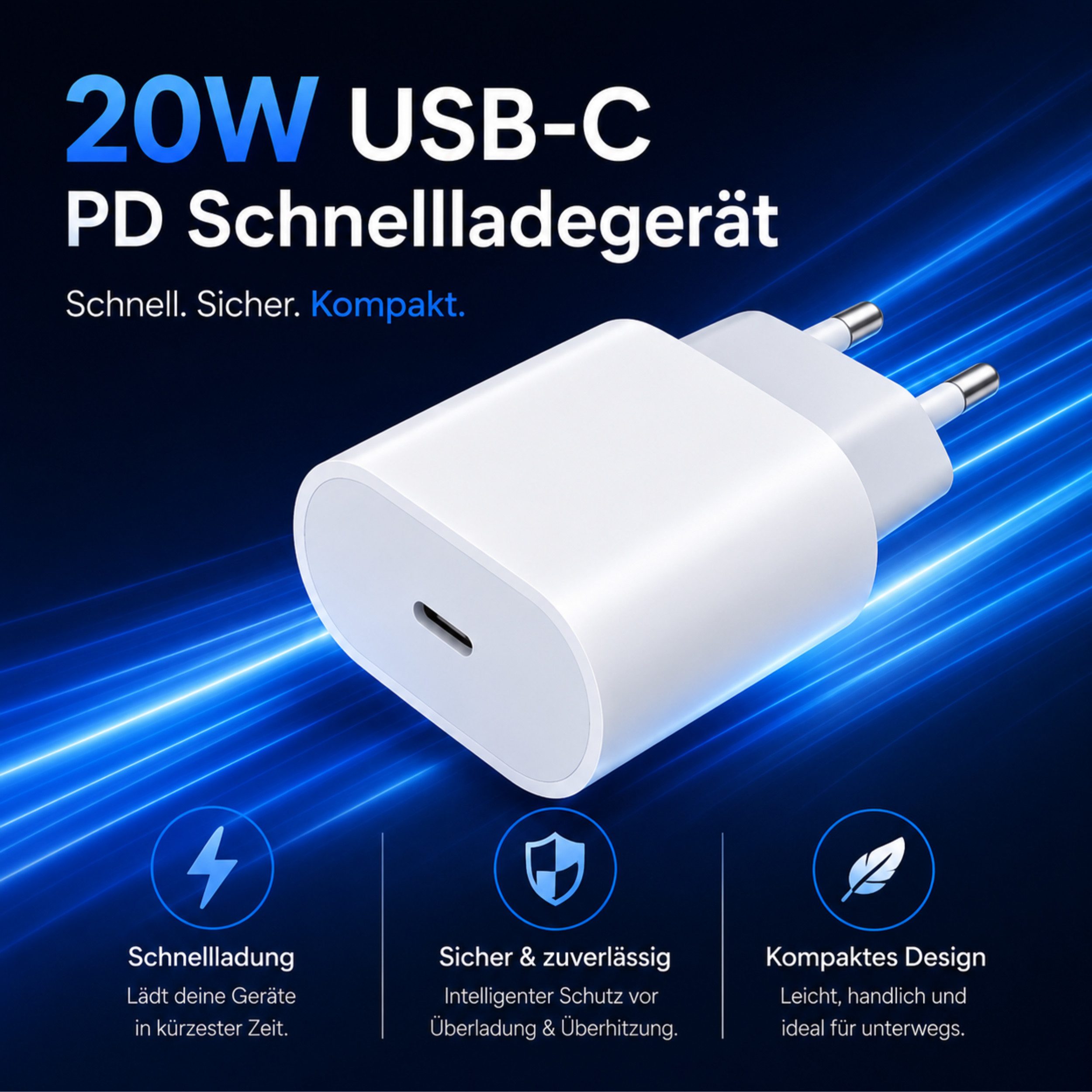 PlugUp 20W USB-C Ladestecker Schnellladegerät Power Adapter Smartphone-Ladegerät (2220 mA, 2-tlg., Für iPhone X XR XS 11 12 13 14 15 16 17 Pro Max Air SE iPad A – Bild 2 von 5