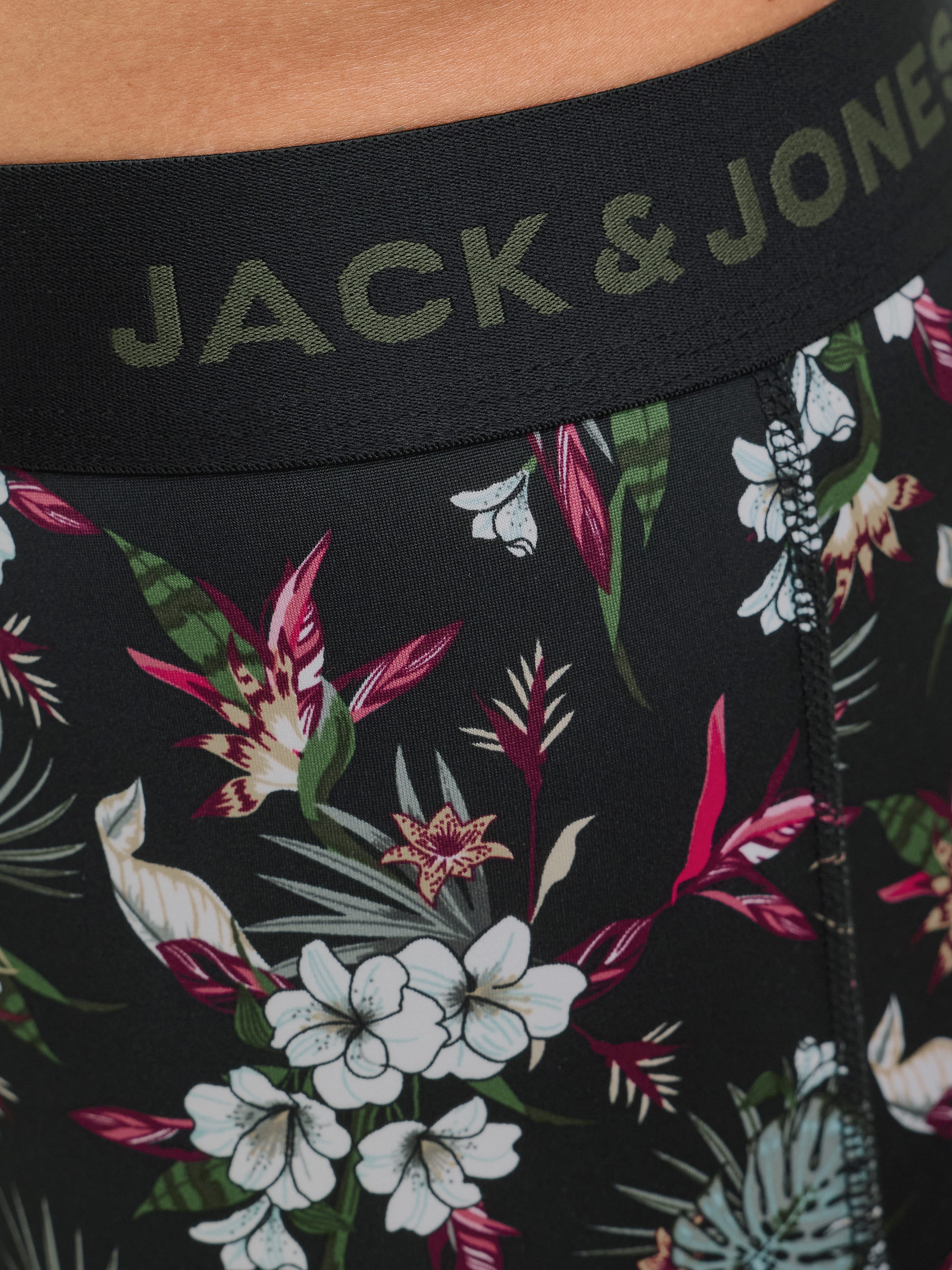 Jack & Jones Trunk JACFLOWER aus Microfaserqualität und schnelltrocknendem Material (Packung, 3-St) unifarben mit Farbeinsatz, modisch, eng anliegend, Microfaser