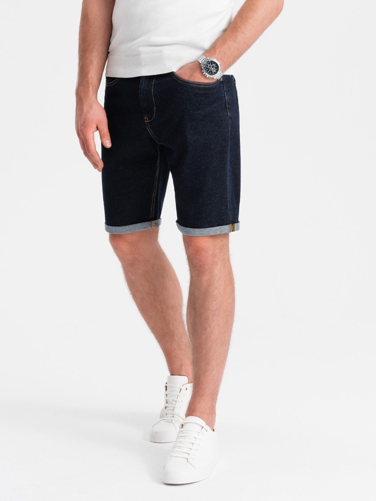 Jeansshorts Shorts aus Denim mit hochgekrempelten Beinen