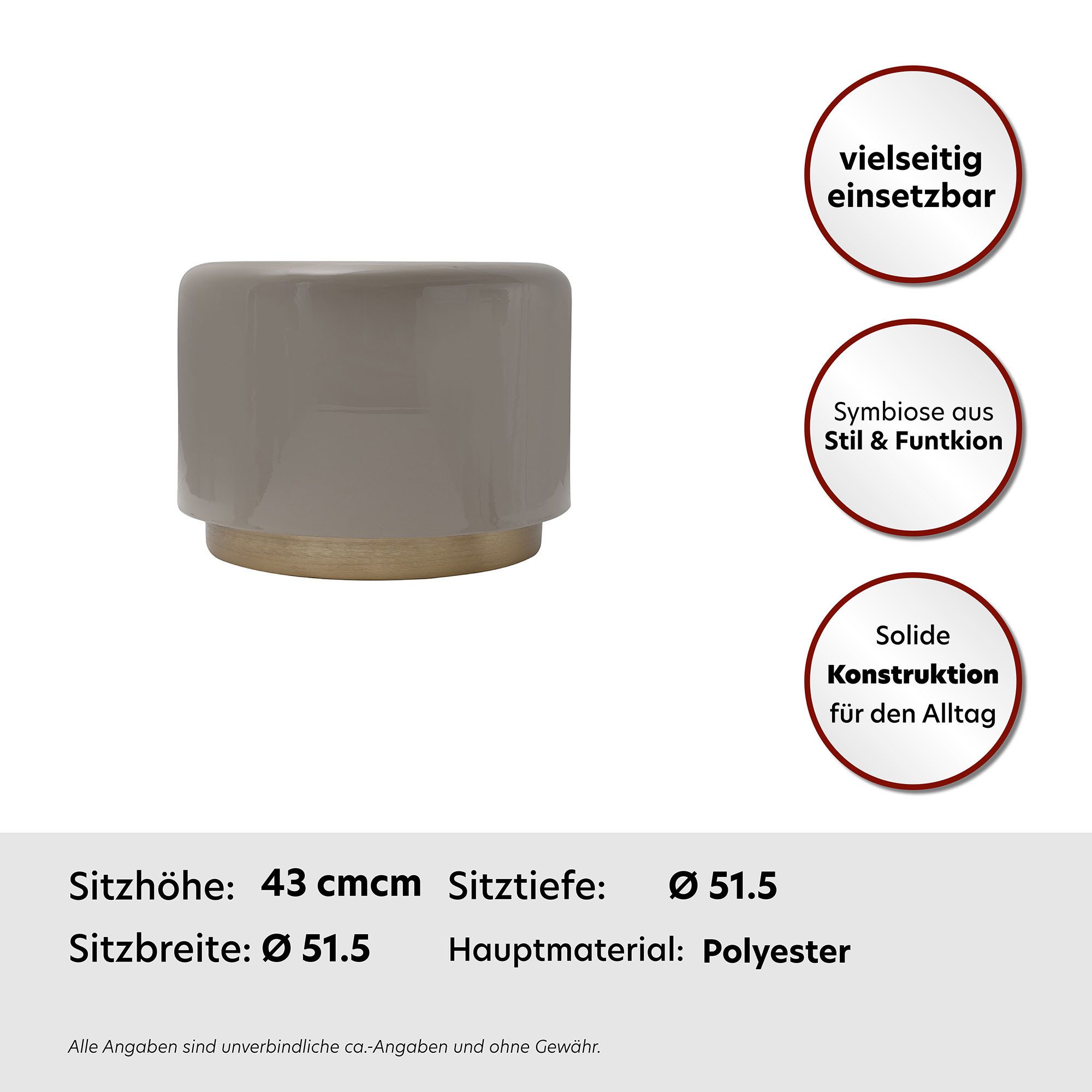 Kayoom Sitzhocker Hocker Artisse, Edler Touch durch goldenen Sockel (1 St), stilvoll, farbig lackiert, dekorativ, Moderner Look