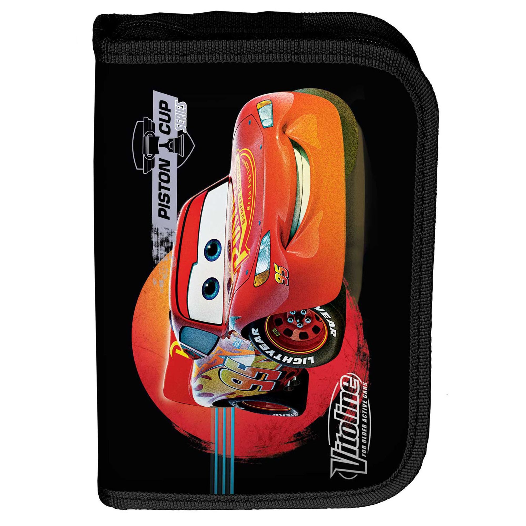 PASO Schulranzen SCHULSET: SCHULRANZEN, TURNBEUTEL, BEFÜLLTE FEDERMAPPE, CARS RUST-EZE (3-teilig), schwarz, rot, bunt