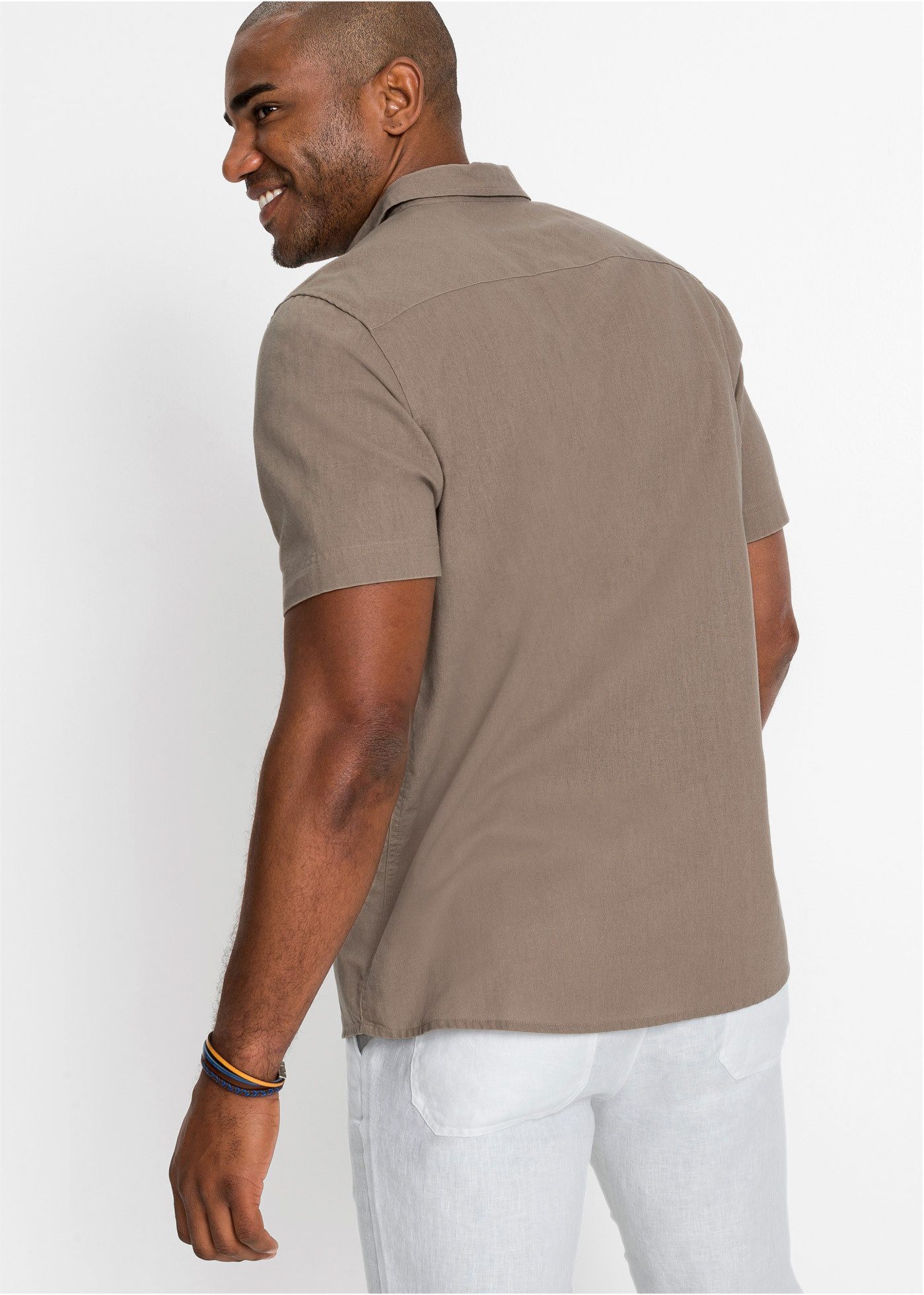 bonprix Kurzarmhemd Regular Fit, aus Leinen-Baumwoll-Mix, mit kurzem Arm, Kentkragen