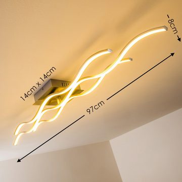 hofstein Deckenleuchte »Pontolo« Deckenlampe aus Metall in Nickel-matt, 3000 Kelvin, mit 3 Lichtleisten in Wellenform, 30 Watt, 2700 Lumen insgesamt