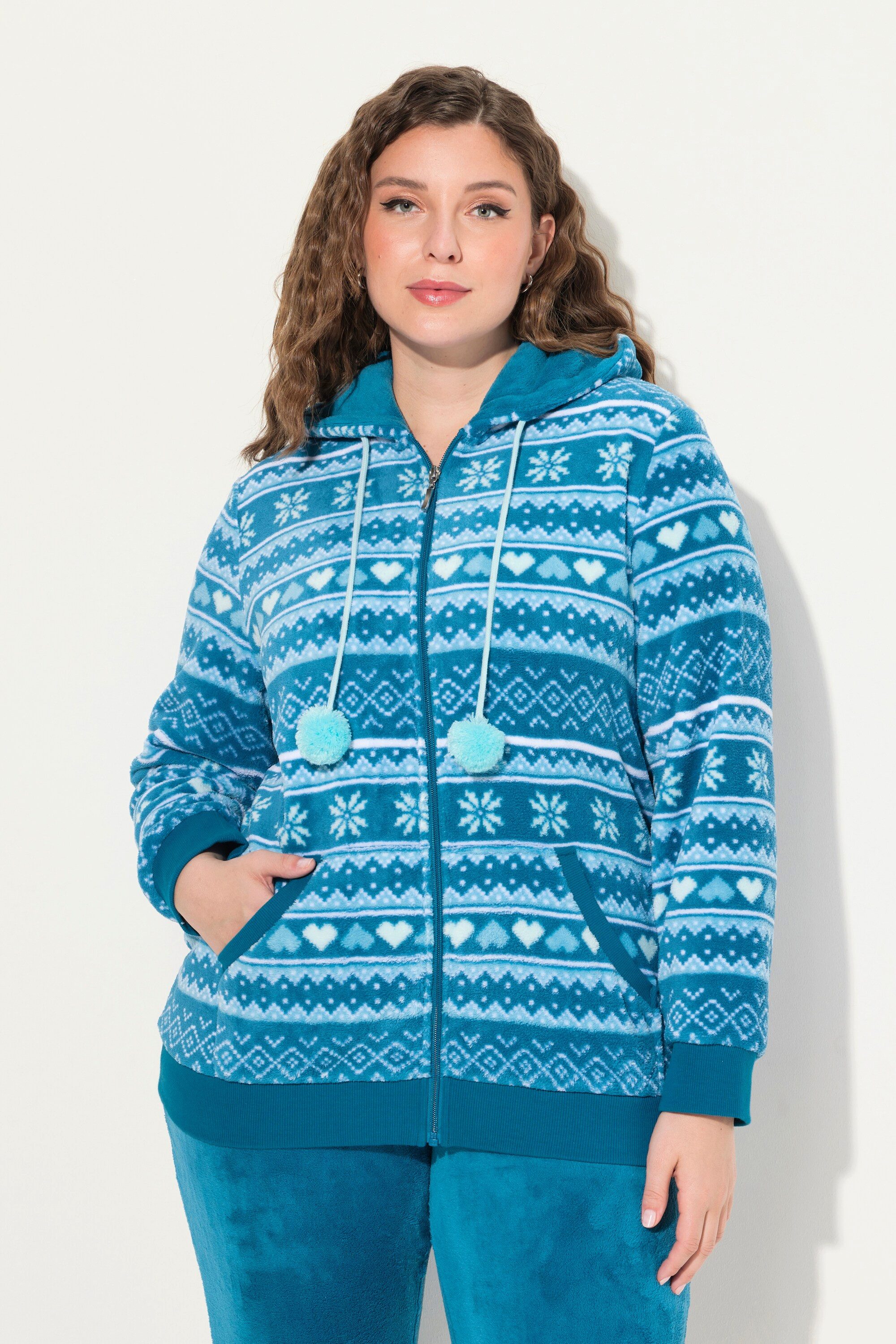Ulla Popken Sweatjacke Homewear-Jacke Plüsch Norweger günstig online kaufen