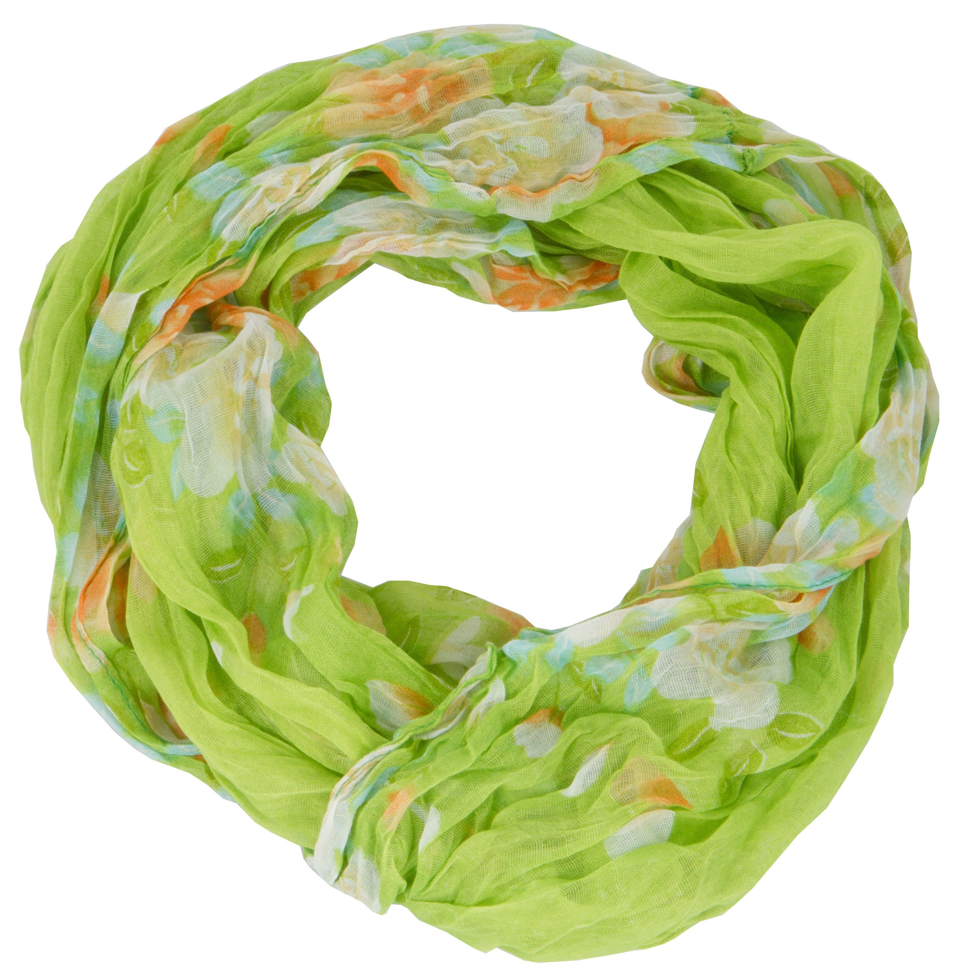 Modeschal Blume-3999 Loop Schal Schlauchschal mit Blumen Muster
