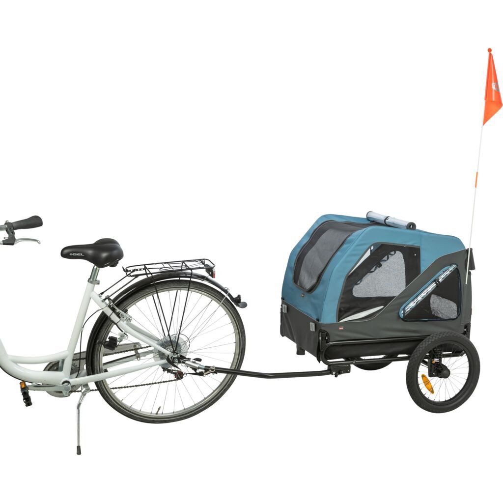 TRIXIE Fahrradhundeanhänger Fahrradanhänger für Hunde - blau/grau - 81 × 90 × 102/145 cm