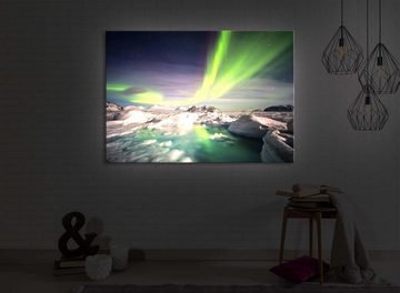 lightbox-multicolor LED-Bild Gewaltiges Polarlicht front lighted / 60x40cm, Leuchtbild mit Fernbedienung
