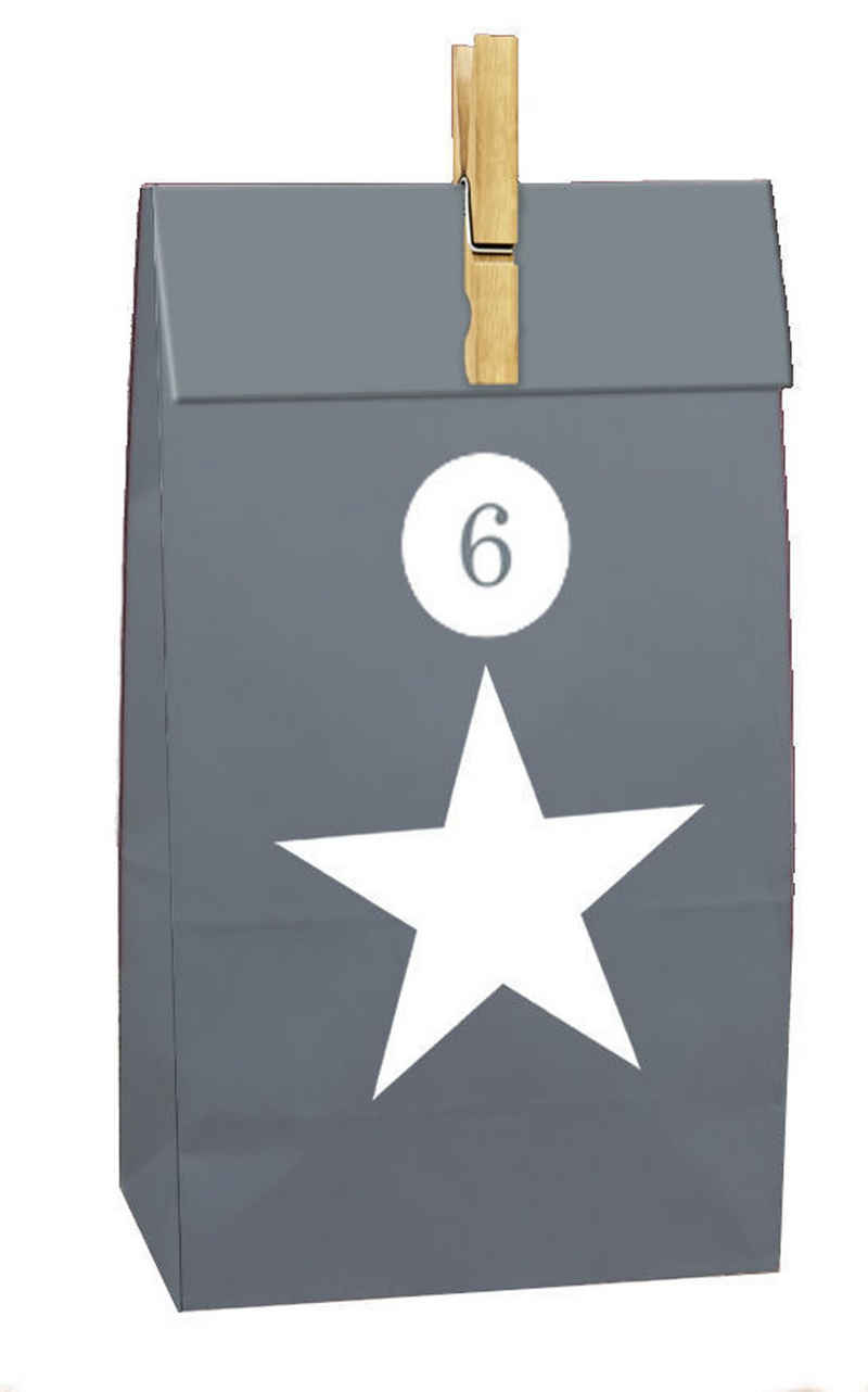 Spetebo befüllbarer Adventskalender Adventskalender mit 24 Papiertüten - Stern (Packung, 24-tlg), zum Befüllen