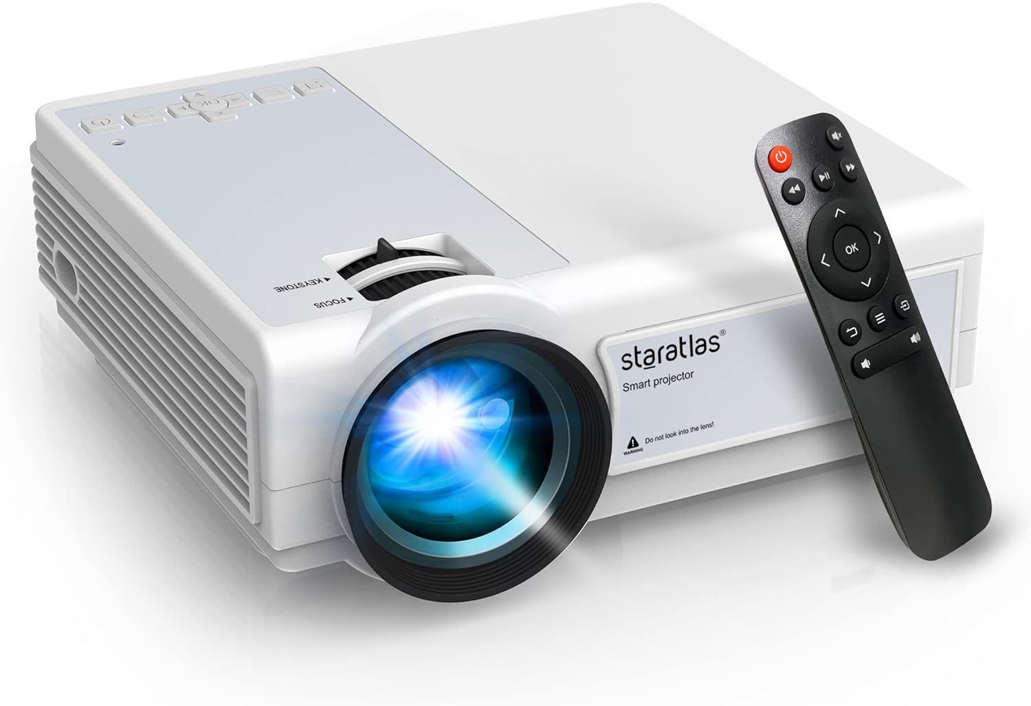 Vivitar Mini-Projektor Full HD 1080P, 12.000 Lumen, 300-Zoll-Projektor Светодиодный проектор (mit 5G-WLAN und Bluetooth 5.1, HDMI/USB/AV, kompatibel mit iOS/Android)