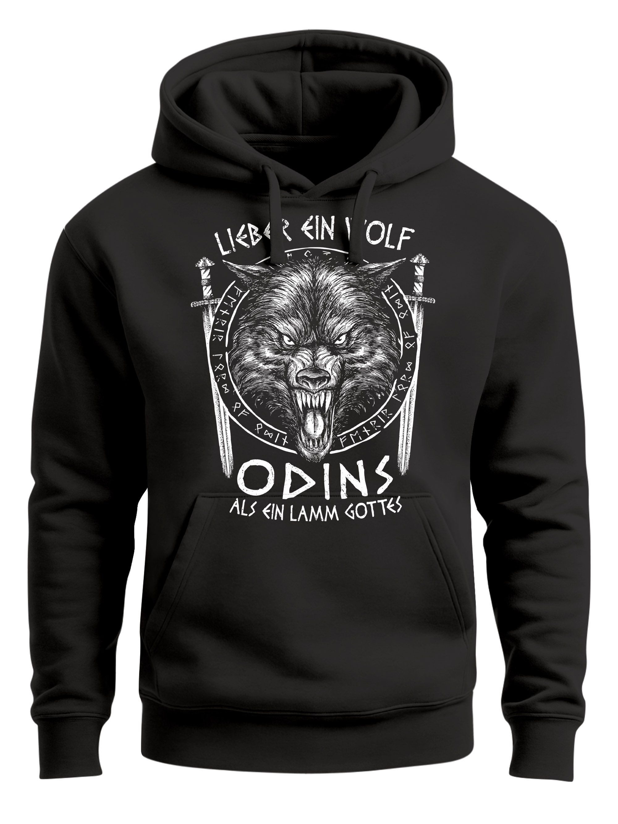 Neverless Hoodie Hoodie Herren Lieber ein Wolf Odins als ein Lamm Gottes no günstig online kaufen