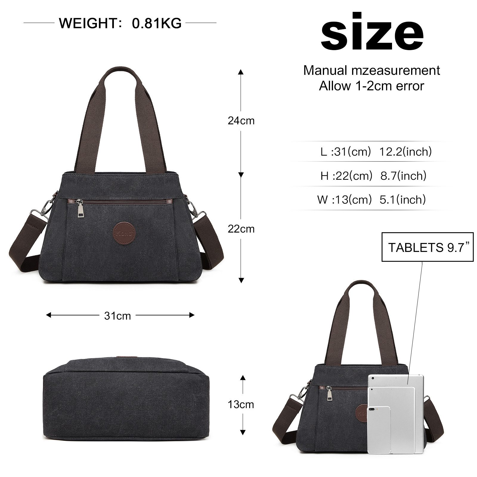 KONO Shopper Canvas Handtasche Frauen Schultertasche günstig online kaufen