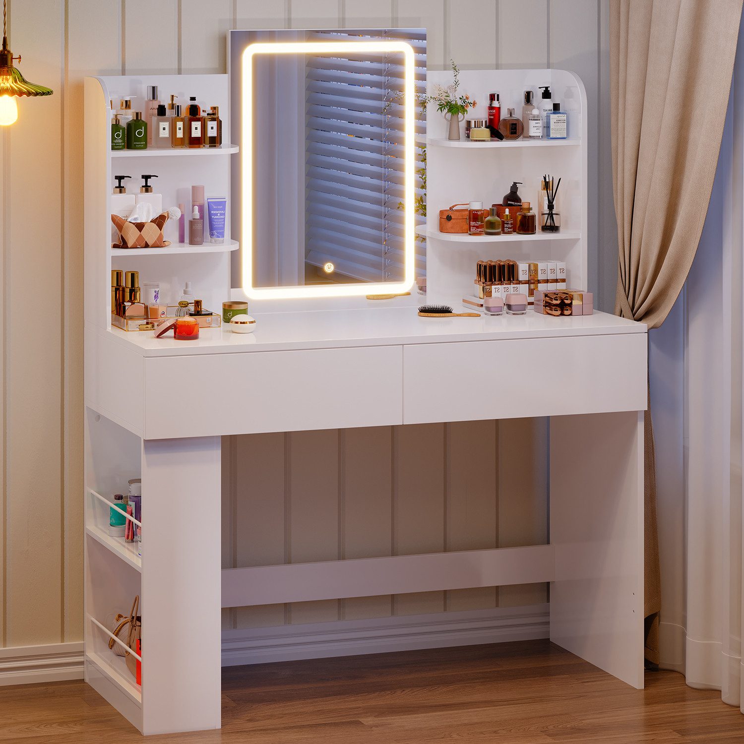 HOMALL Schminktisch mit Spiegel, LED-Beleuchtung, einstellbare günstig online kaufen