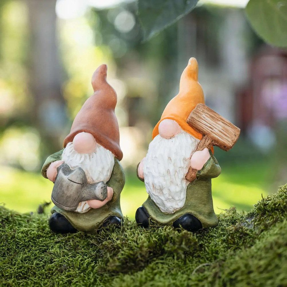 Home-trends24.de Dekofigur Wichtel Garten Figuren Deko Gartenzwerge 2er-Set 14 cm (2 St)