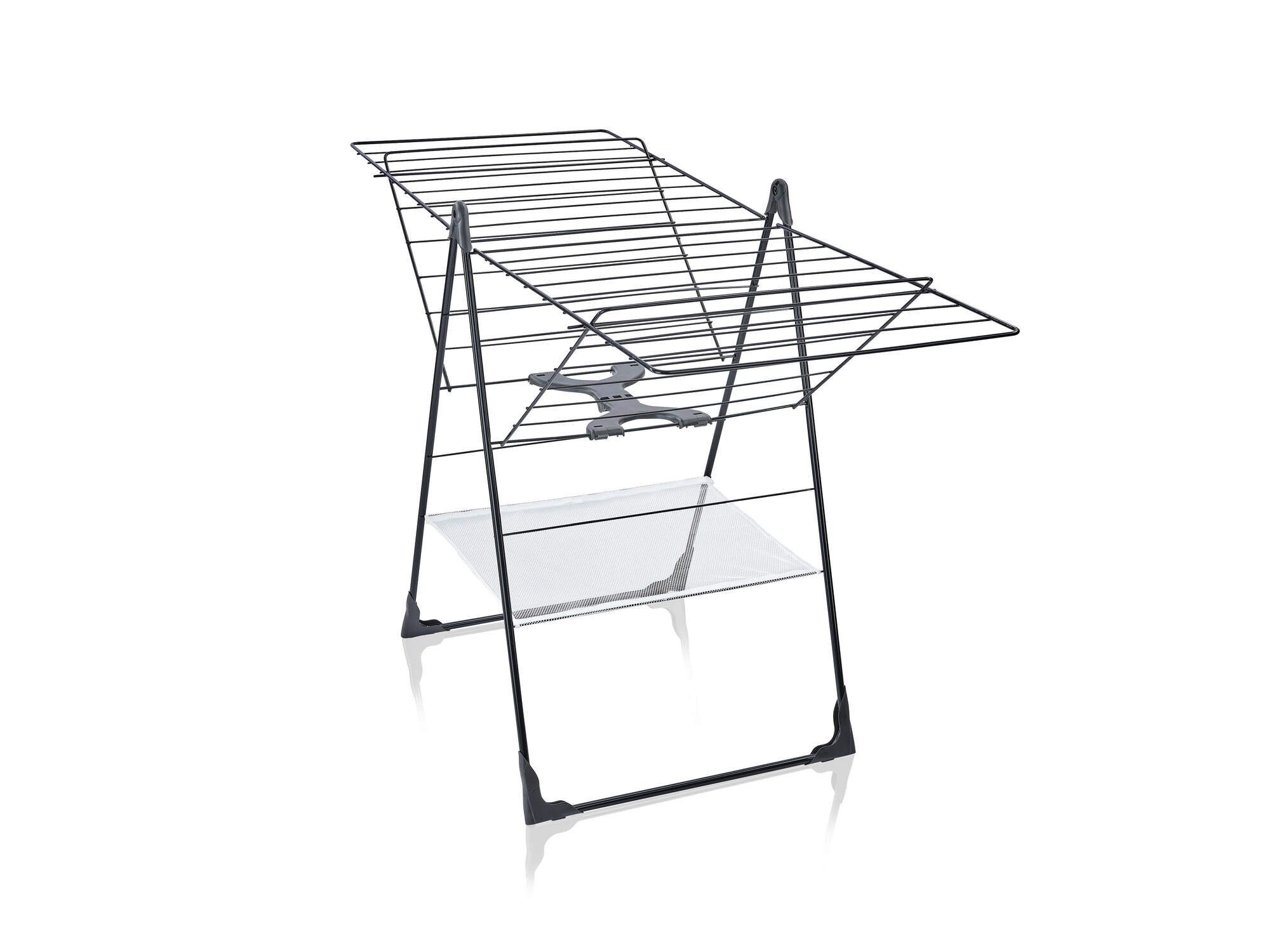 Leifheit Wäscheständer Standtrockner Classic 250 Flex Black, 25m Trockenlänge, höhenverstellbare Flügel, modernes Design