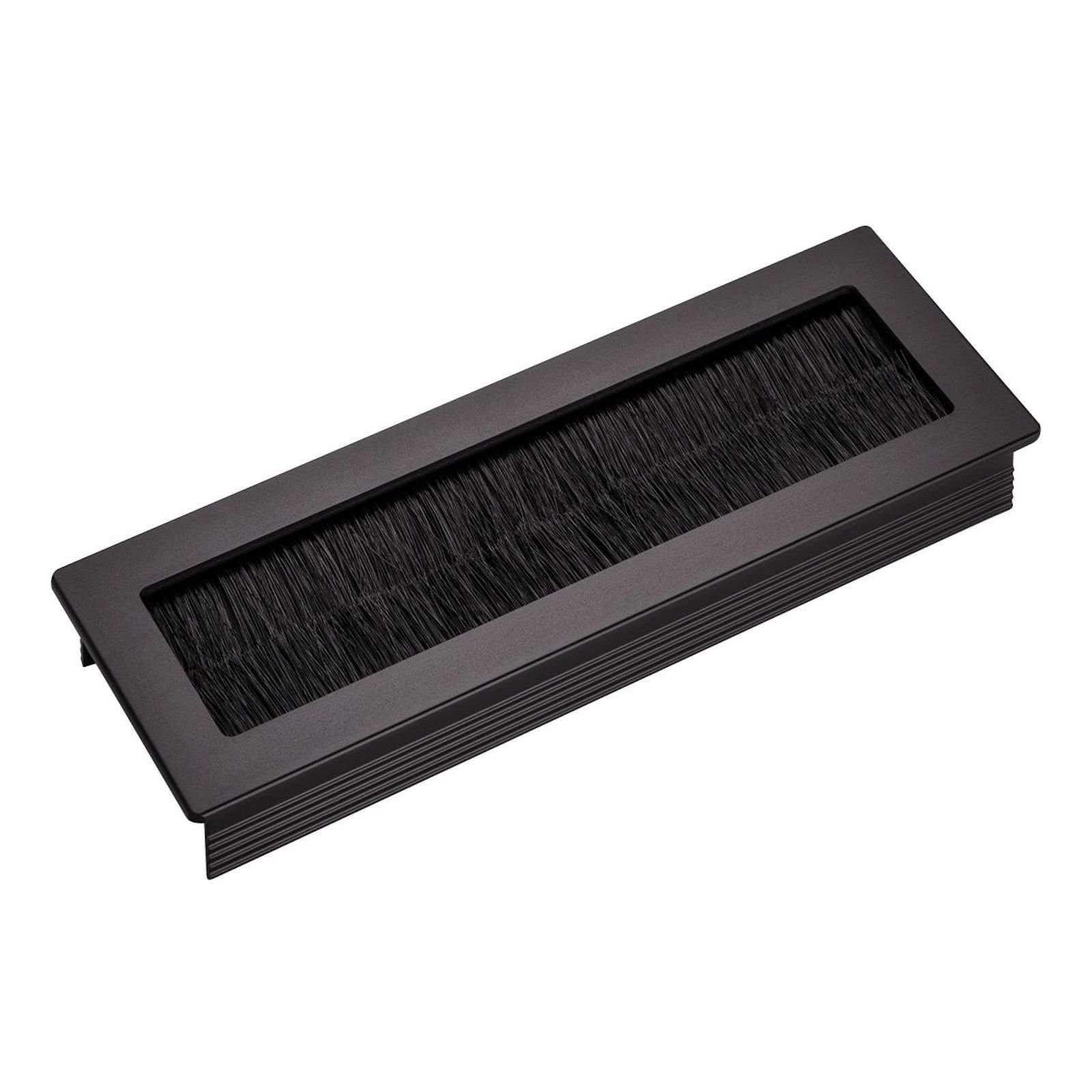 SO-TECH® Kabelkanal Kabeldurchlass Kabeldurchführung TONDO mit Bürstendichtung (1-St), Schwarz eloxiert, Außenmaß: 150x70mm, Einbaumaß: 140x62mm