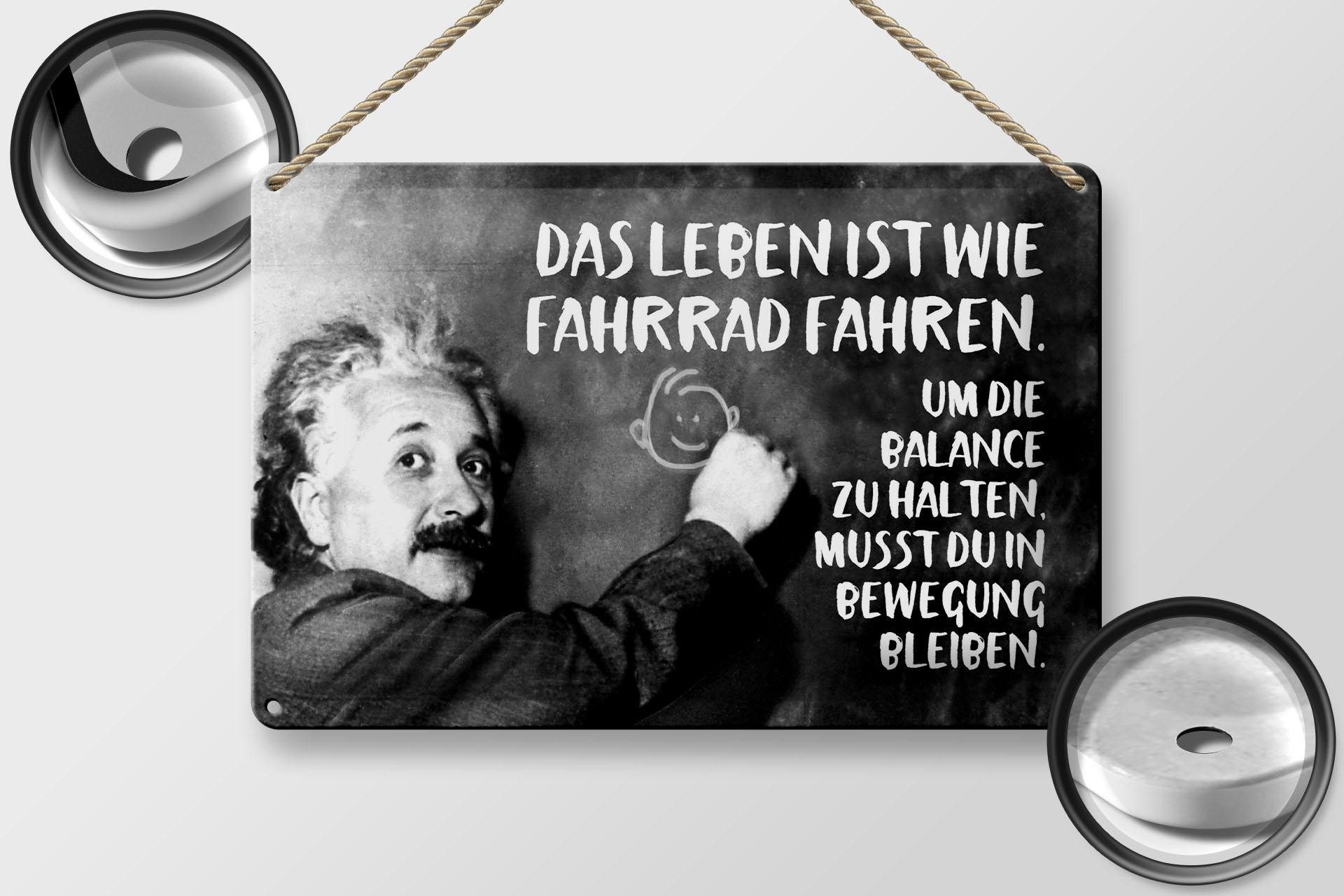 Femer GmbH Metallbild Zitat 20x30 cm Einstein Tafel Das Leben ist wie Fahrrad fahren