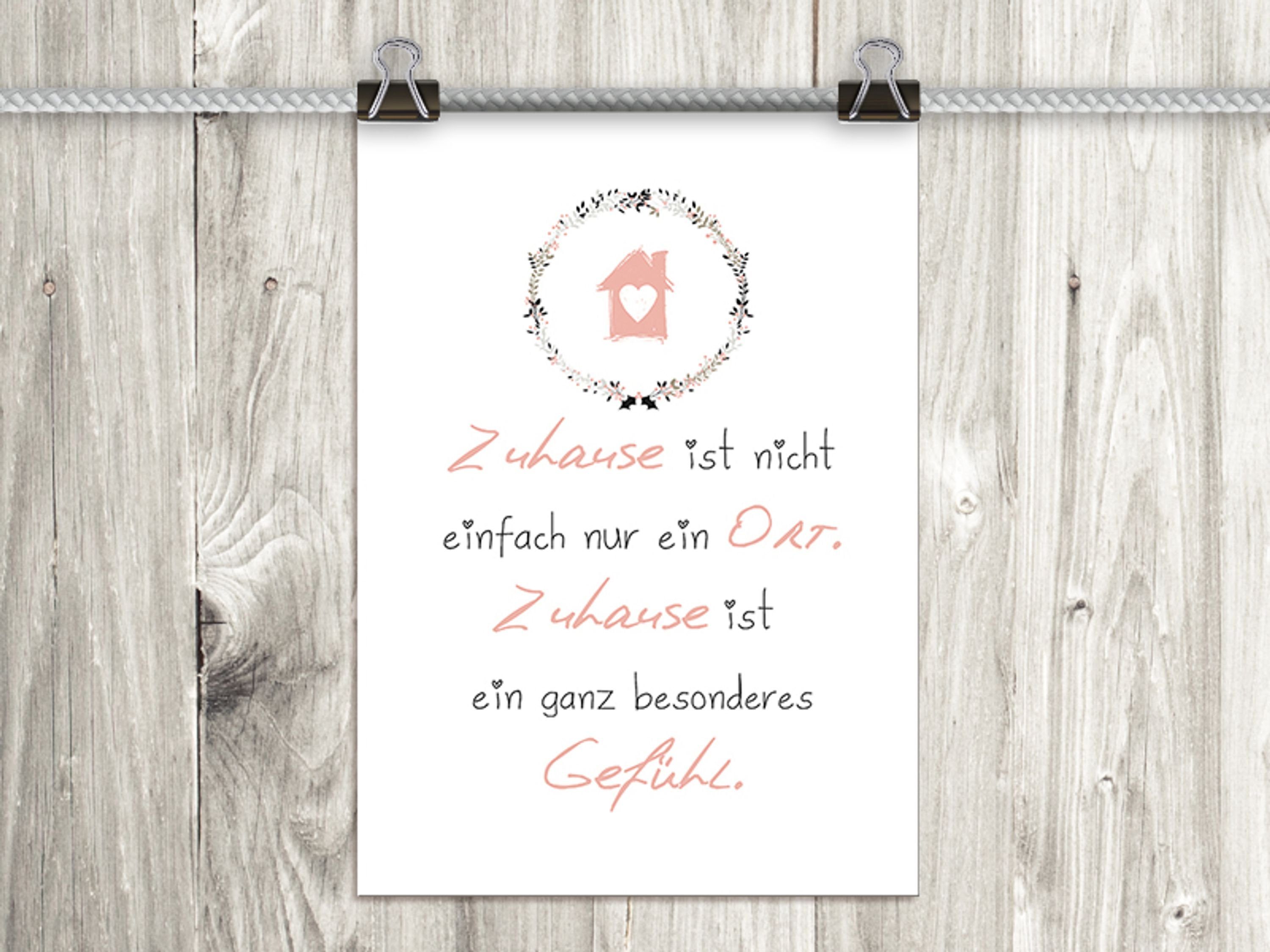 artissimo Poster Poster mit Spruch DinA4 Sprüche Typo-Print Typographie Zuhause Heimat, Zitate und Sprüche: Zuhause
