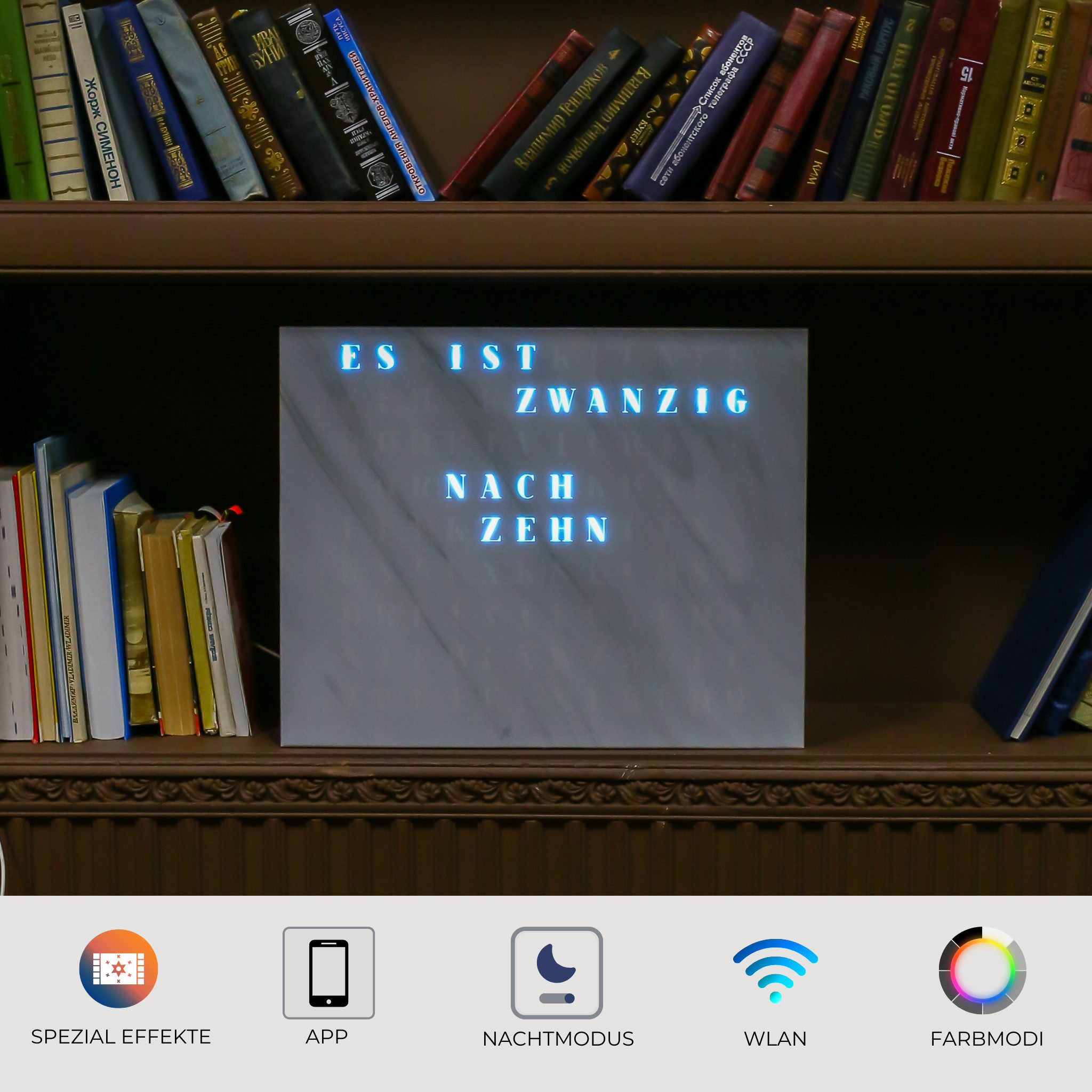 build-yours.de Wanduhr WordClock Jupiter Weißer Marmor Optik-Wortuhr in Deu günstig online kaufen