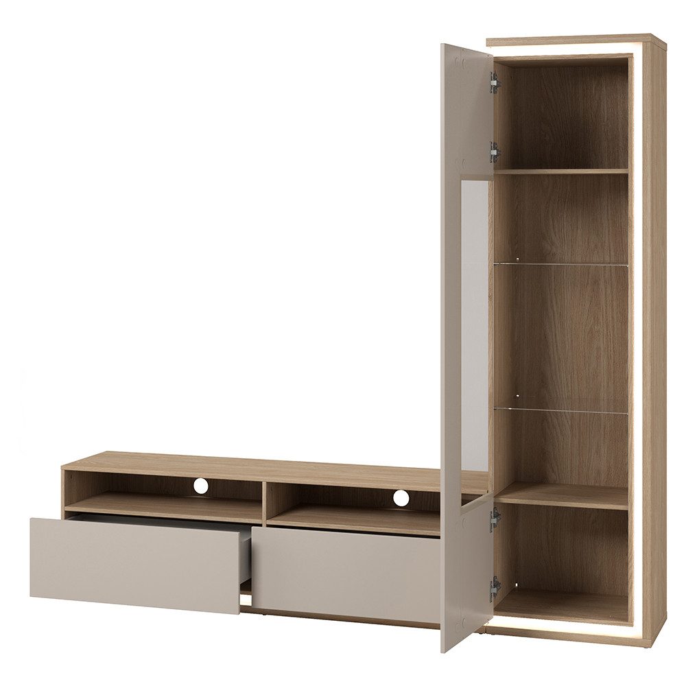 Lomadox Wohnwand DRACHTEN-83, (2-St., Vitrine Lowboard), günstig online kaufen
