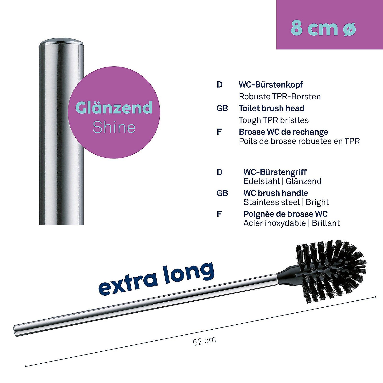 kela WC-Reinigungsbürste La Brosse, extra langer Griff, austauschbarer Bürstenkopf – Bild 3 von 5