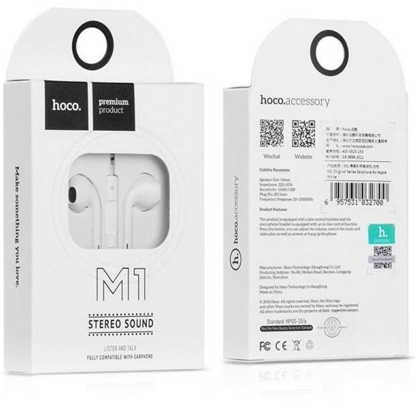HOCO M1 3,5mm Klinke Smartphone-Headset (Köpfhörer mm Headset Mikrofon Beat) 3.5 In Ear Klinke mit