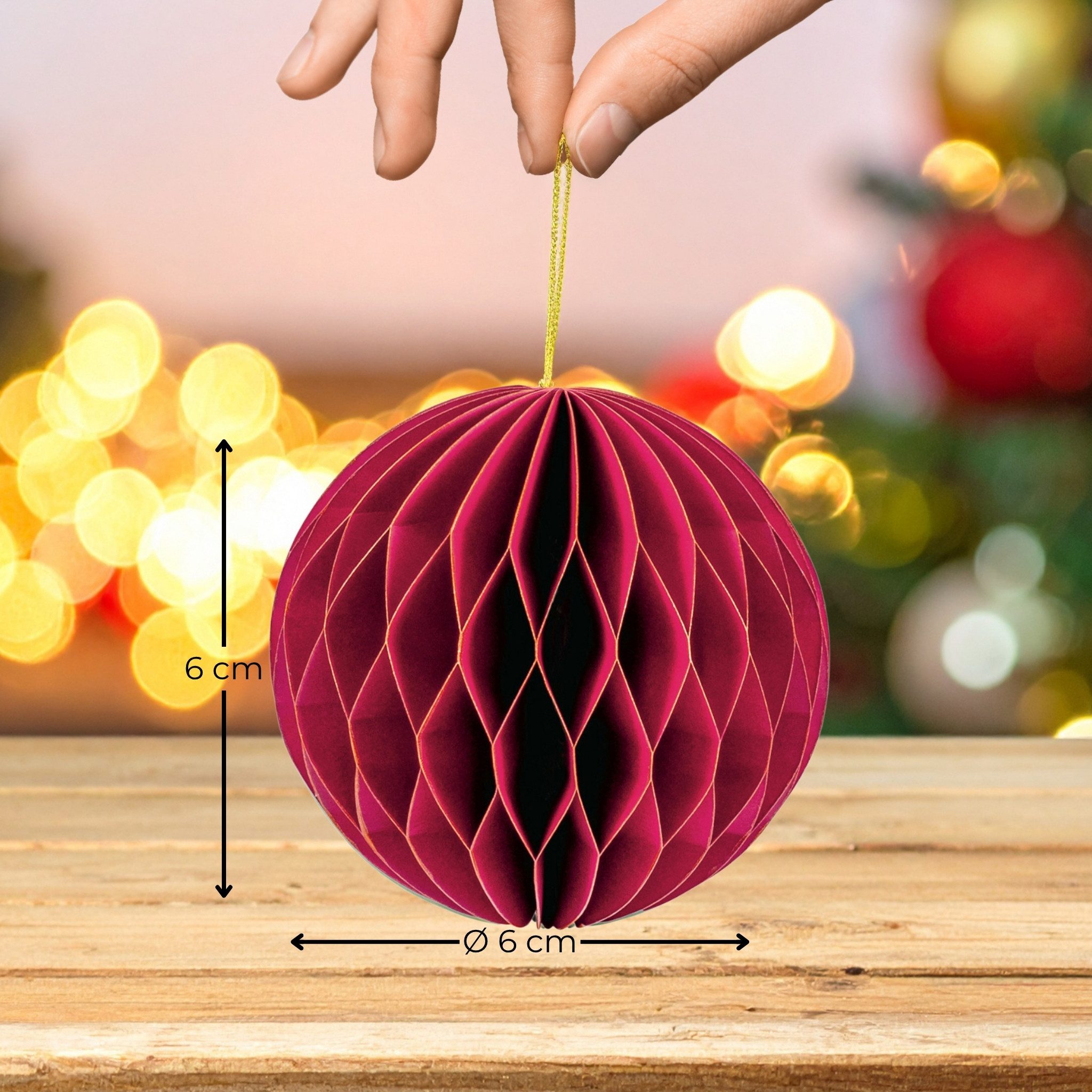 matches21 HOME & HOBBY Dekohänger Weihnachtsdeko Weihnachtskugeln zum Aufhängen Rot 6er Set (6 St), Ø 6 cm Papier Weihnachtsbaumschmuck