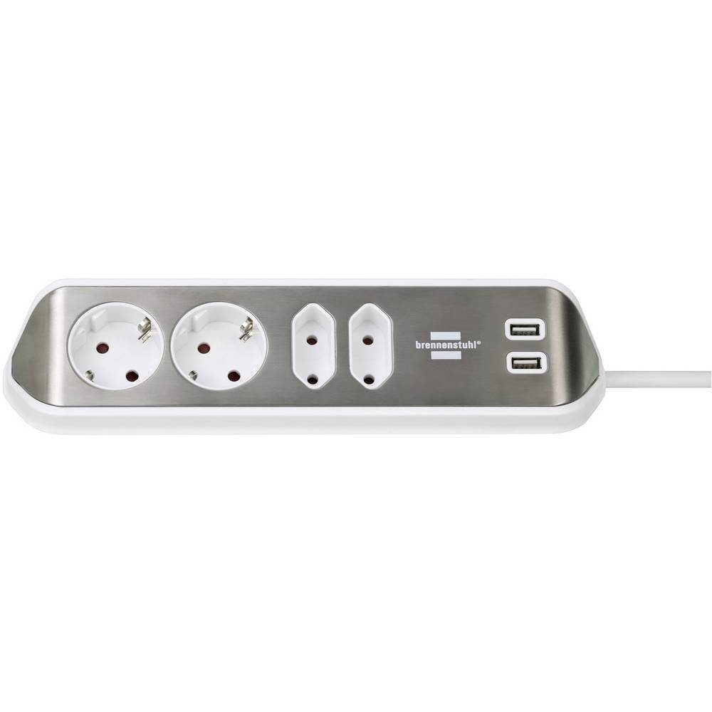 Brennenstuhl Ecksteckdosenleiste 4-fach mit USB 1153590420 Steckdosenleiste (Kabellänge 2.00 m), mit USB