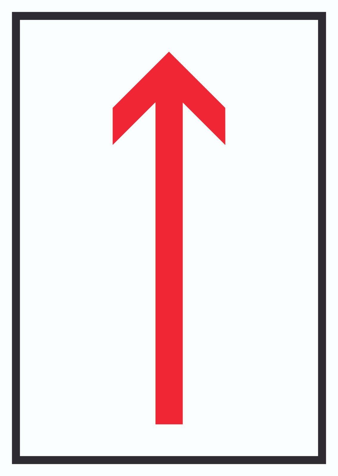 Hinweisschild Richtungspfeil hoch Schild hochkant rot weiss schwarz Pfeil