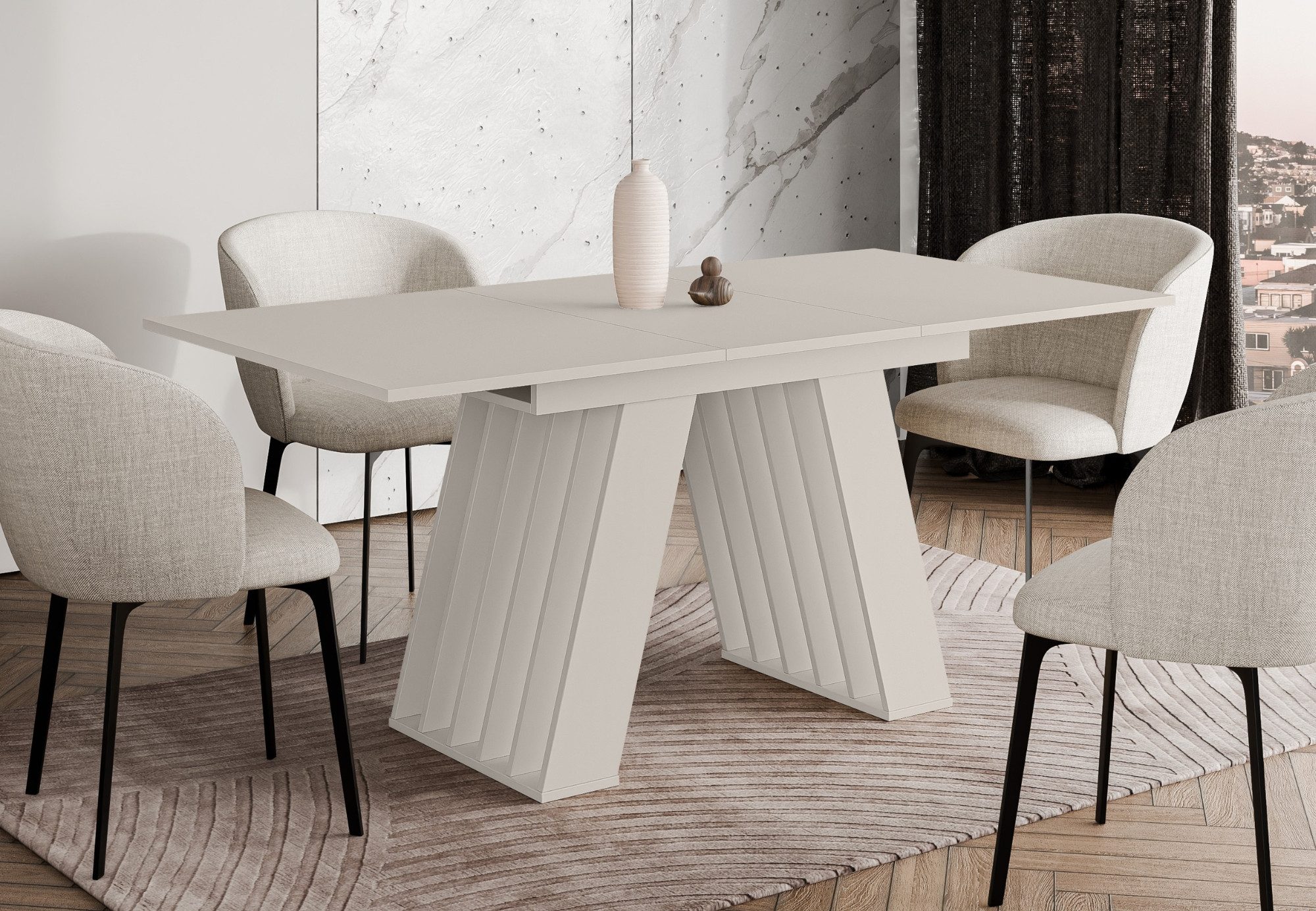 Home Collective Esstisch ausziehbar Tisch Küchentisch Esszimmertisch Ausziehtisch (Esszimmer Küche Wohnzimmer Esstisch erweiterbar), modernes Design mit A-Linien-Gestell, 120-160 x 80 cm Kaschmir