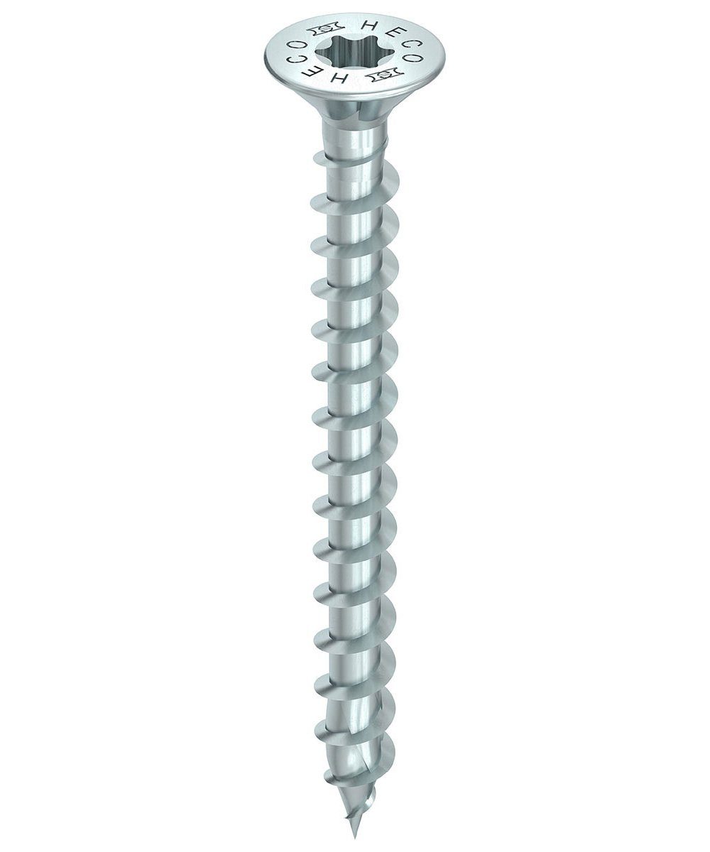 HECO Schrauben Spanplattenschraube TOPIX-plus, (Stahl weiß verzinkt, 200 St., Senkkopf mit Frästaschen), 4,5x60 mm | Schrauben