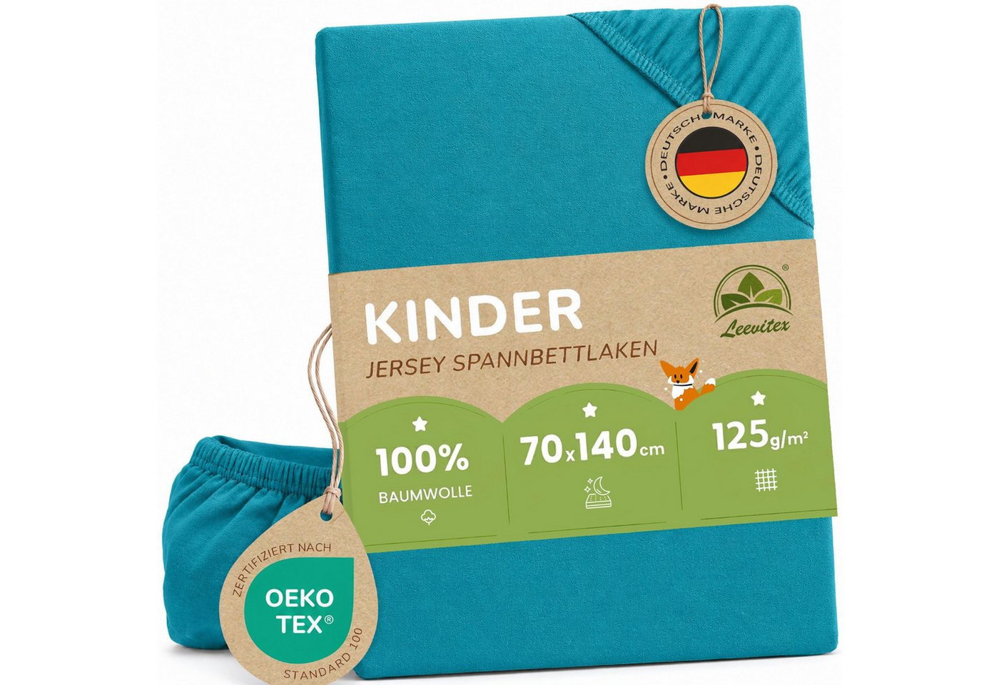 leevitex® Spannbettlaken in verschiedenen Größen und Farben, Jersey aus 100% Baumwolle, Jersey, Gummizug: rundum, (1 Stück), für Kinder- & Standardmatratzen, OEKO-TEX® STANDARD 100 zertifiziert