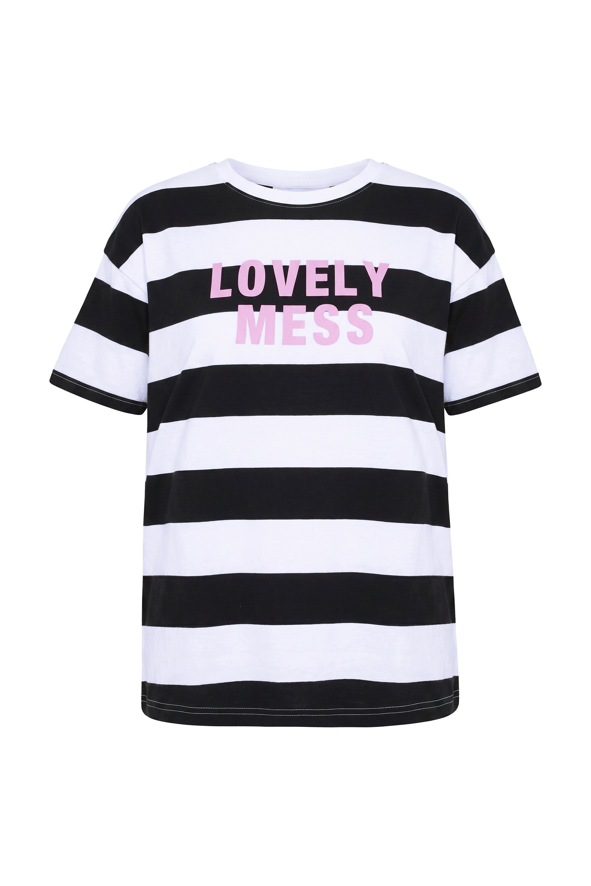 Studio Untold T-Shirt T-Shirt Oversize Shape Blockstreifen Statement – Bild 2 von 3