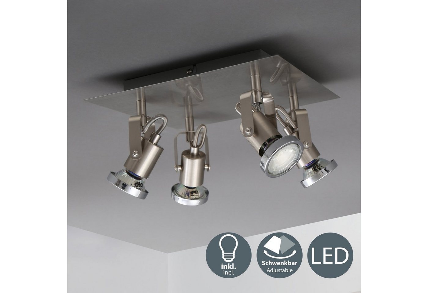 B.K.Licht LED Deckenleuchte, LED Spot-Lampe Design-Deckenstrahler modern Deckenlampe Spotlights inkl. 5W 400lm-HomeTrends