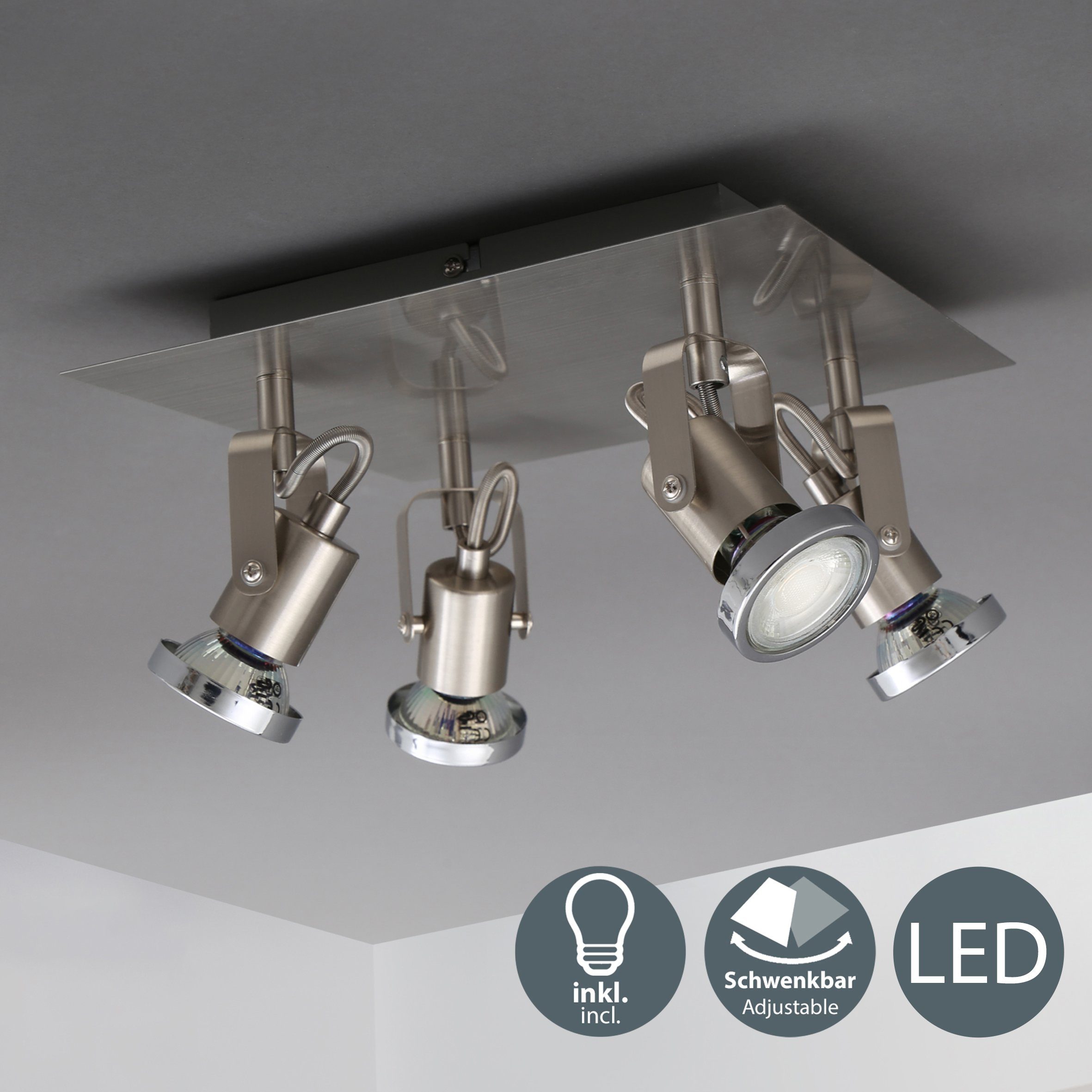 5W modern, Spotlights, Spot-Lampe, B.K.Licht 400lm inkl. Design-Deckenstrahler, wechselbar, Warmweiß, LED Leuchtmittel Deckenleuchte,