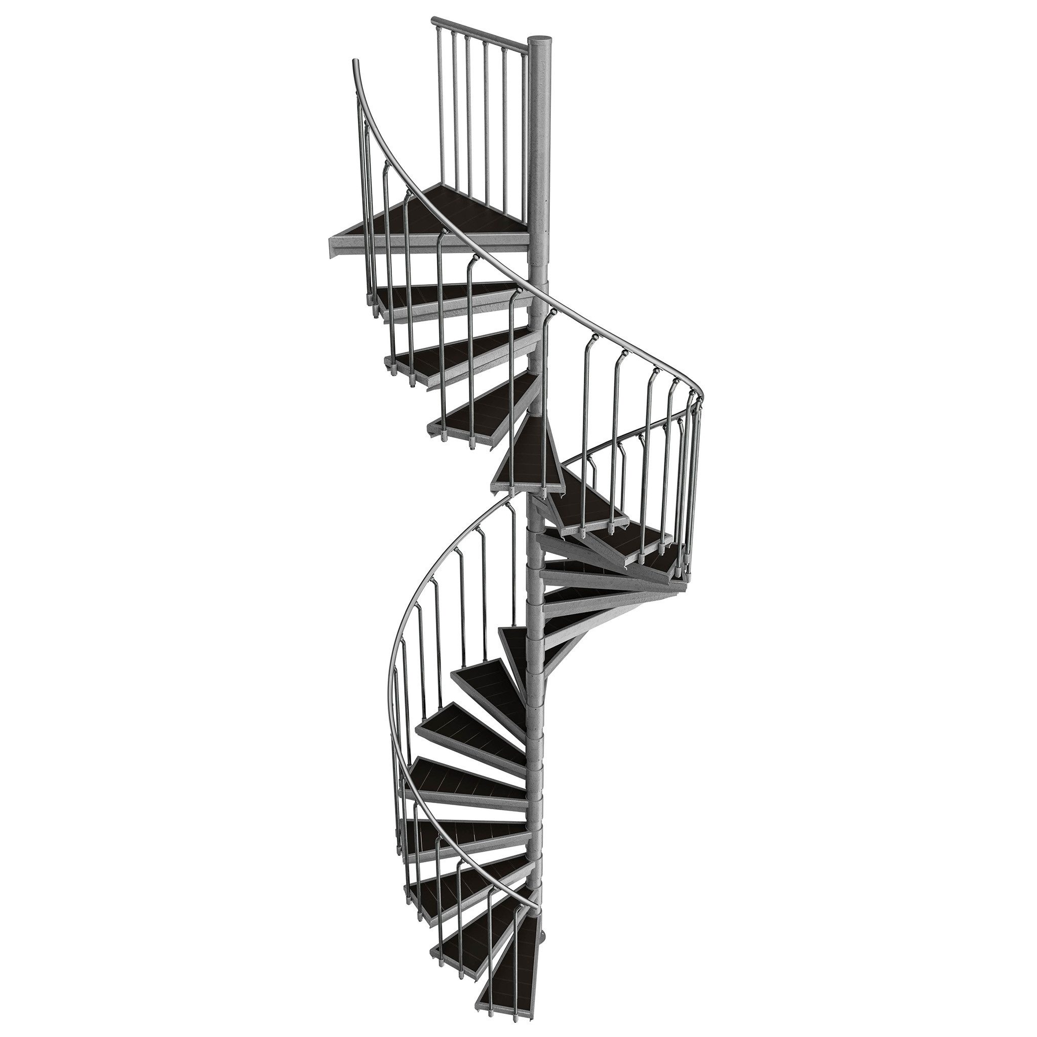 Scalant Außentreppe Spindeltreppe Scarvo M, für Geschosshöhen bis 377 cm, Stufen mit WPC Belag, Aluminium Verbindungselemente