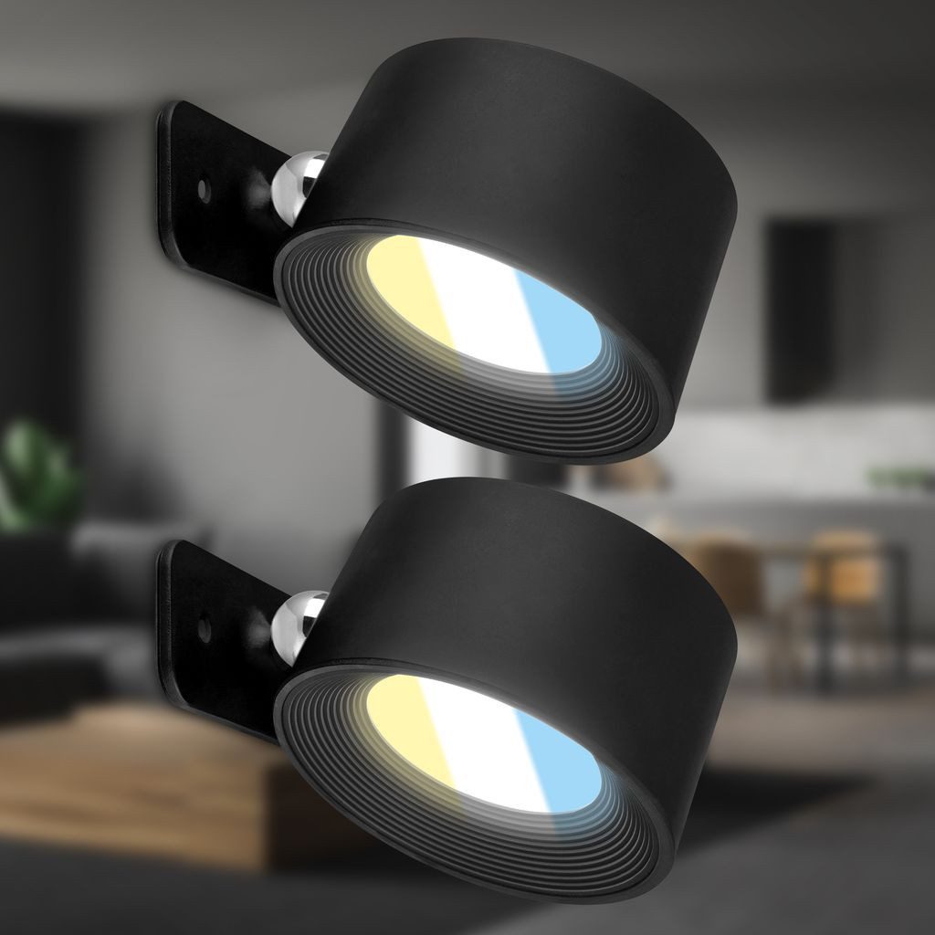 Briloner Leuchten Wandleuchte 2385025, Dimmfunktion, LED fest integriert, 6500K - Kaltweiß, LED Wandlampe 8,7x7,5x4,8 cm Schwarz 3W Innen ohne Stromanschluss