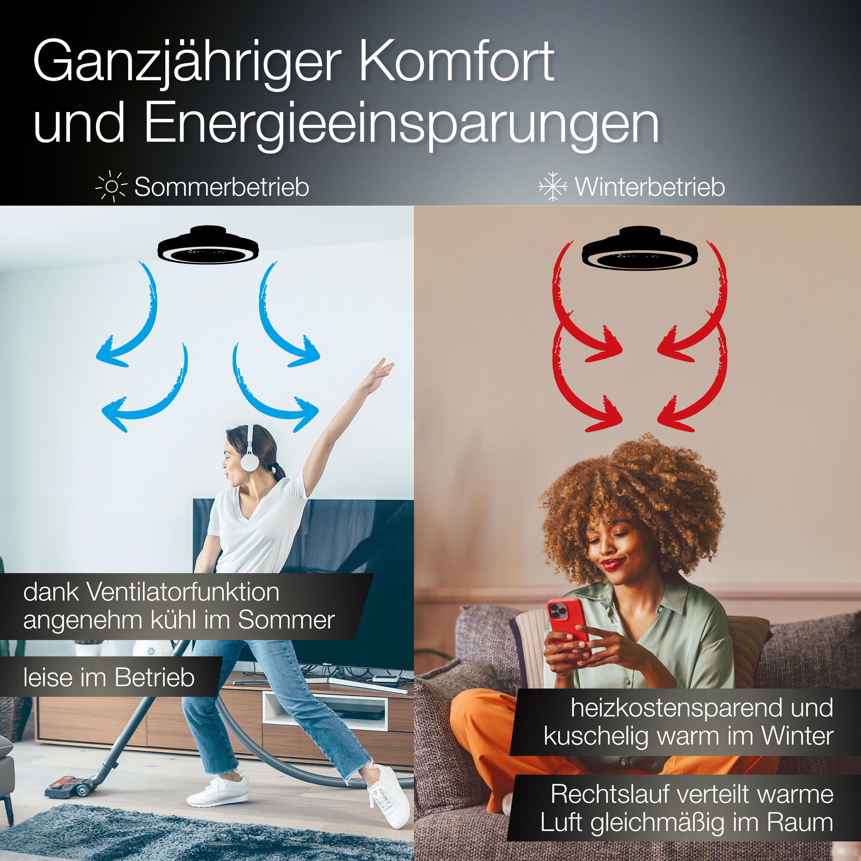 Brilliant LED Deckenleuchte Mazzaro Deckenventilator, CCT - über Fernbedienung, Dimmfunktion, Nachtlichtfunktion, Timerfunktion, Ventilatorfunktion, LED fest integriert, warmweiß - kaltweiß, Deckenlampe, Ventilator, 48,5 cm, digitales RGB, CCT, dimmbar