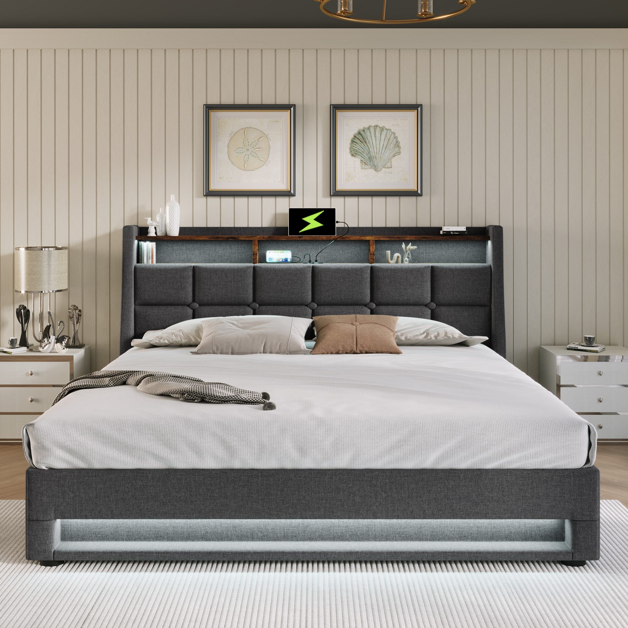 STILVORA Polsterbett Stauraumbett 140x200cm mit USB günstig online kaufen