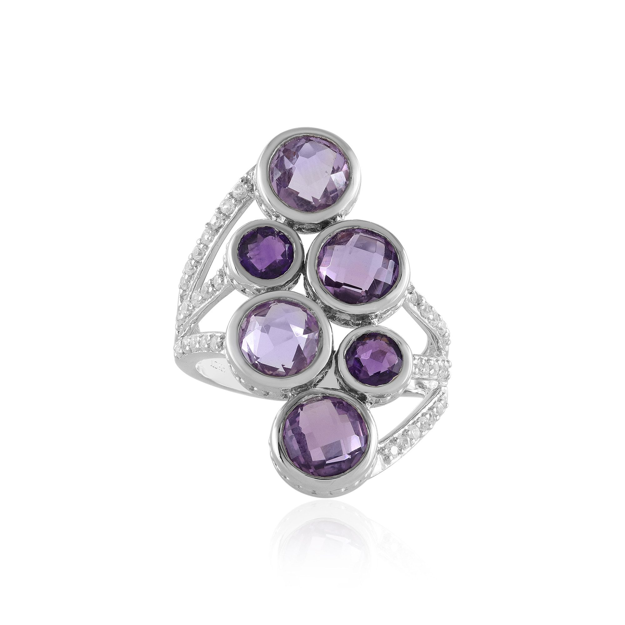Cavill Silberring Cavill Ring Lavendel Amethyst 3,93 ct, Sterlingsilber platin, Zirkonia (1-tlg)
