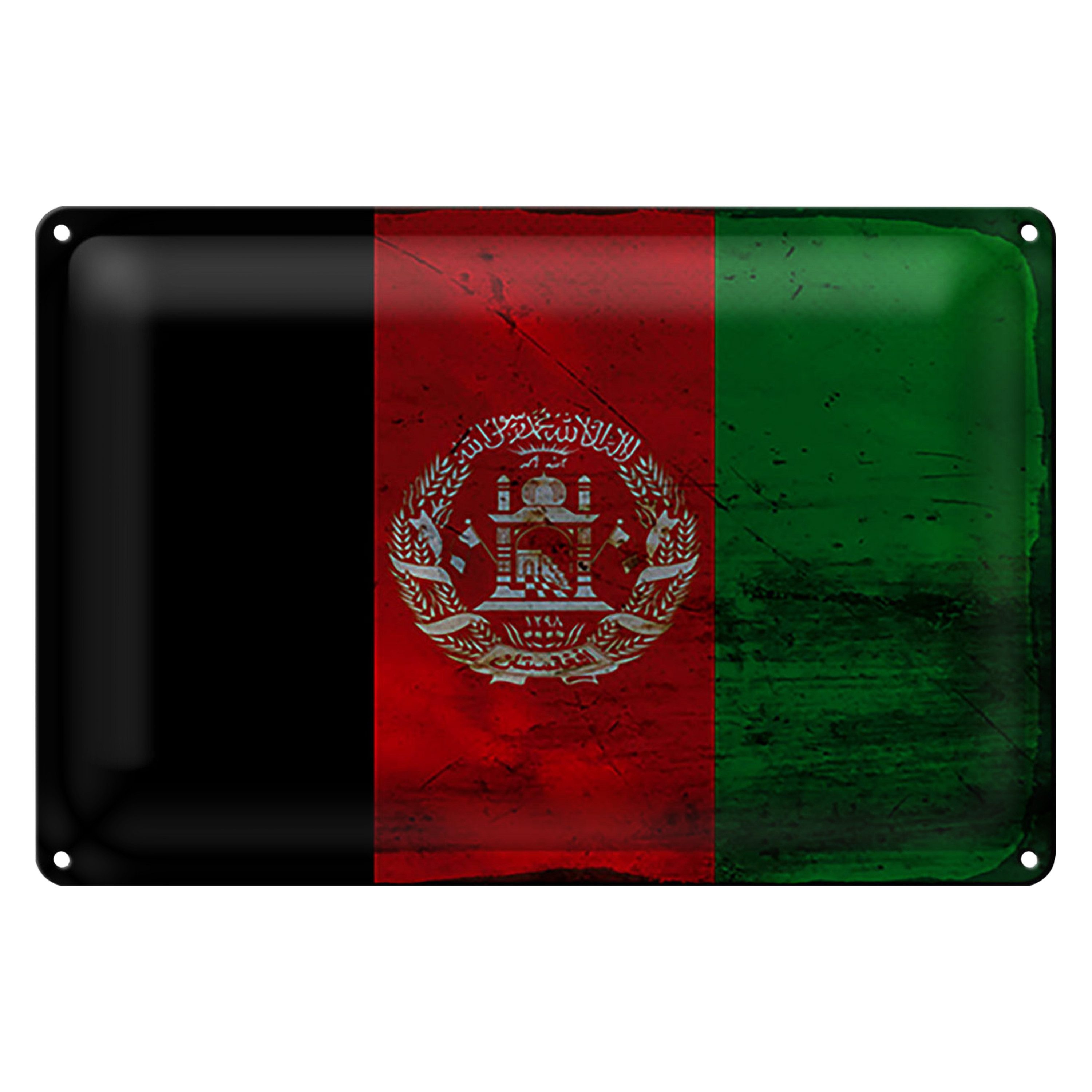 Roomando Metallschild Flagge Afghanistan 18x12cm Afghanistan Rost