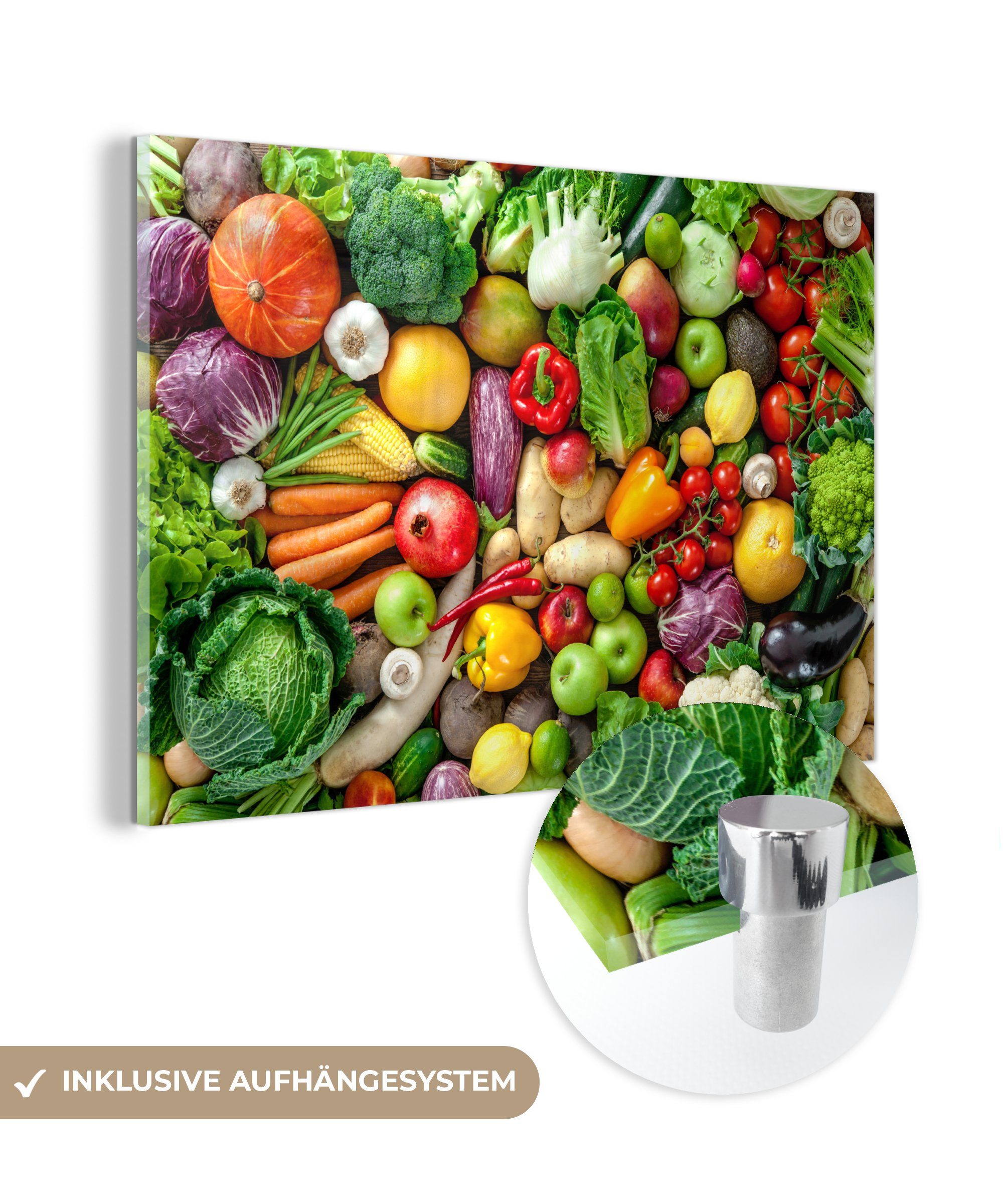 MuchoWow Acrylglasbild Obst - Gemüse - Apfel, (1 St), Glasbilder - Bilder auf Glas Wandbild - Foto auf Glas - Wanddekoration