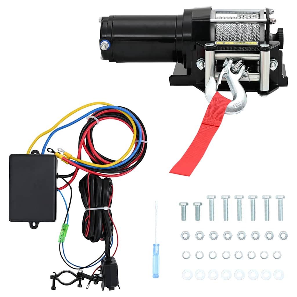 vidaXL Seilwinde Elektrische Seilwinde + Montageplatte Rollenführung 1360 kg 12V, (1-St)