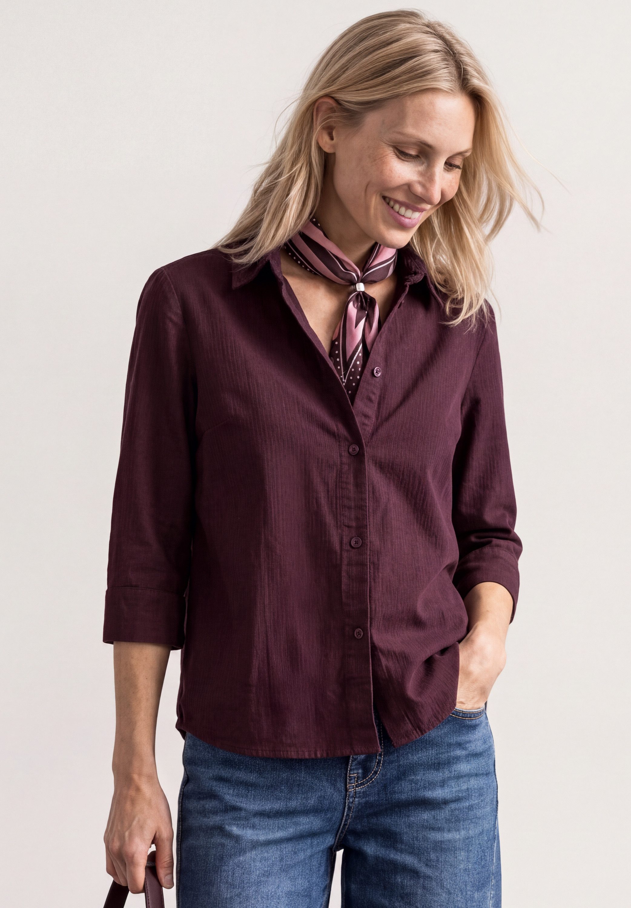 STREET ONE Hemdbluse 3/4-Arm-Hemdbluse mit Cordmix